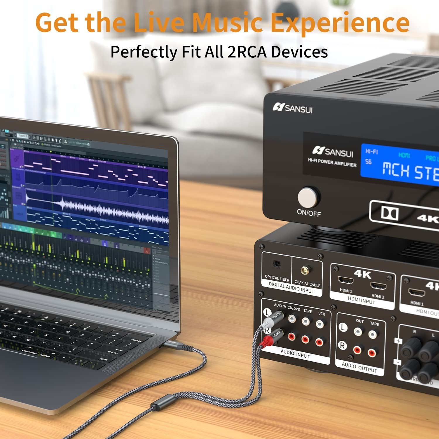 USB C to 2 RCA Audio Cable 6.6 Ft Type-C to RCA Male to Male Y RCA Splitter...