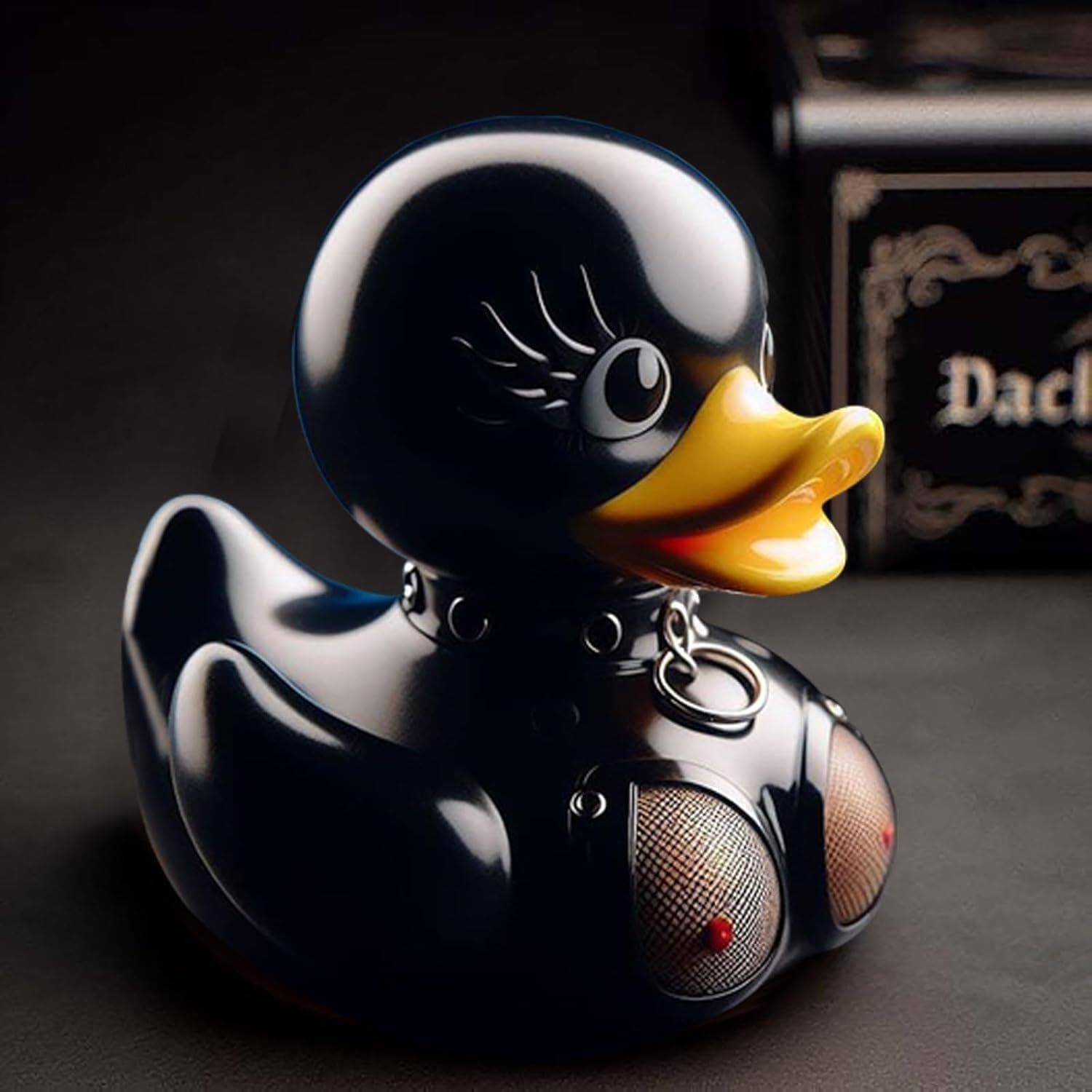 Unique Dark Rubber Duck Latex Enigma Duck Novelty Duck Gift Home Room Desk Decor