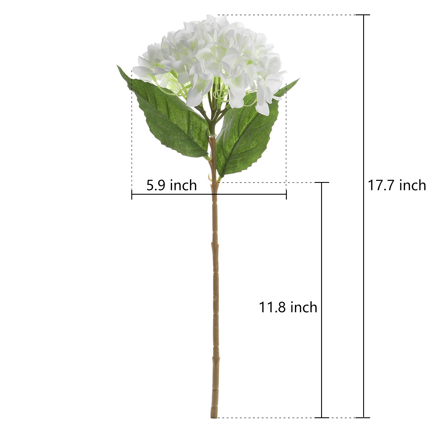 EZFLOWERY 5 Pcs Artificial Silk Hydrangea Flowers 18'' Bouquet Arrangement White