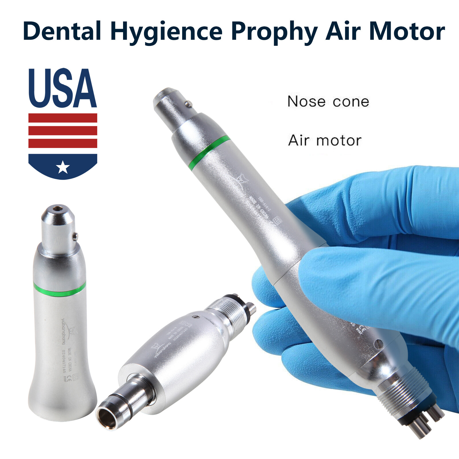 Dental Hygiene Prophy Handpiece Air Motor 4Holes 4:1 Nose Cone 360° Swivel USA