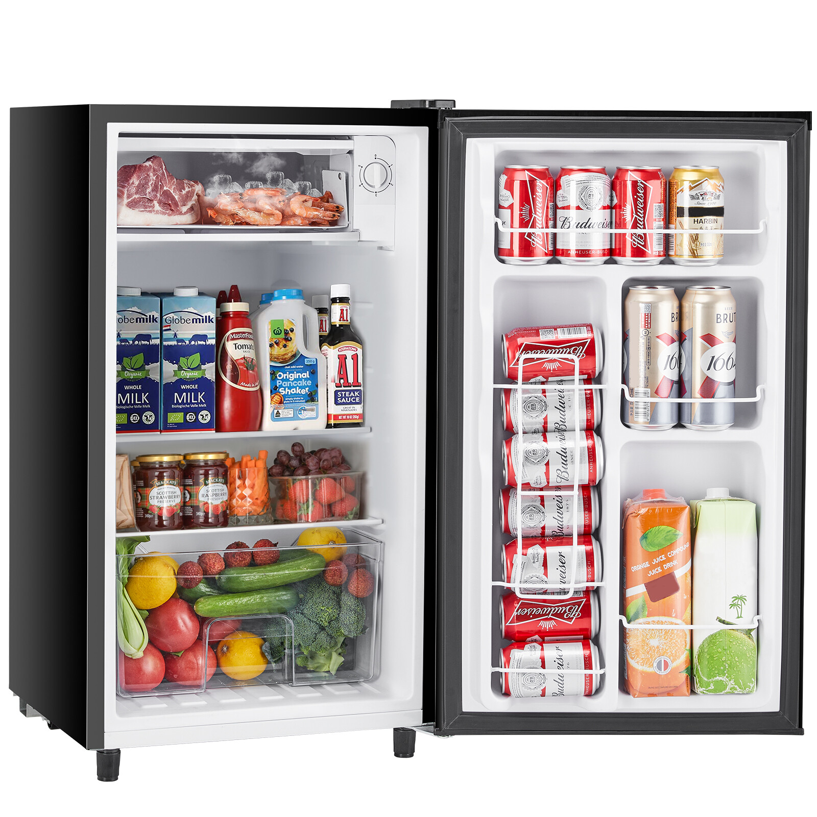 Mini Fridge with Freezer 3.2 Cu.Ft Refrigerator Low Noise Adjustable Thermostat