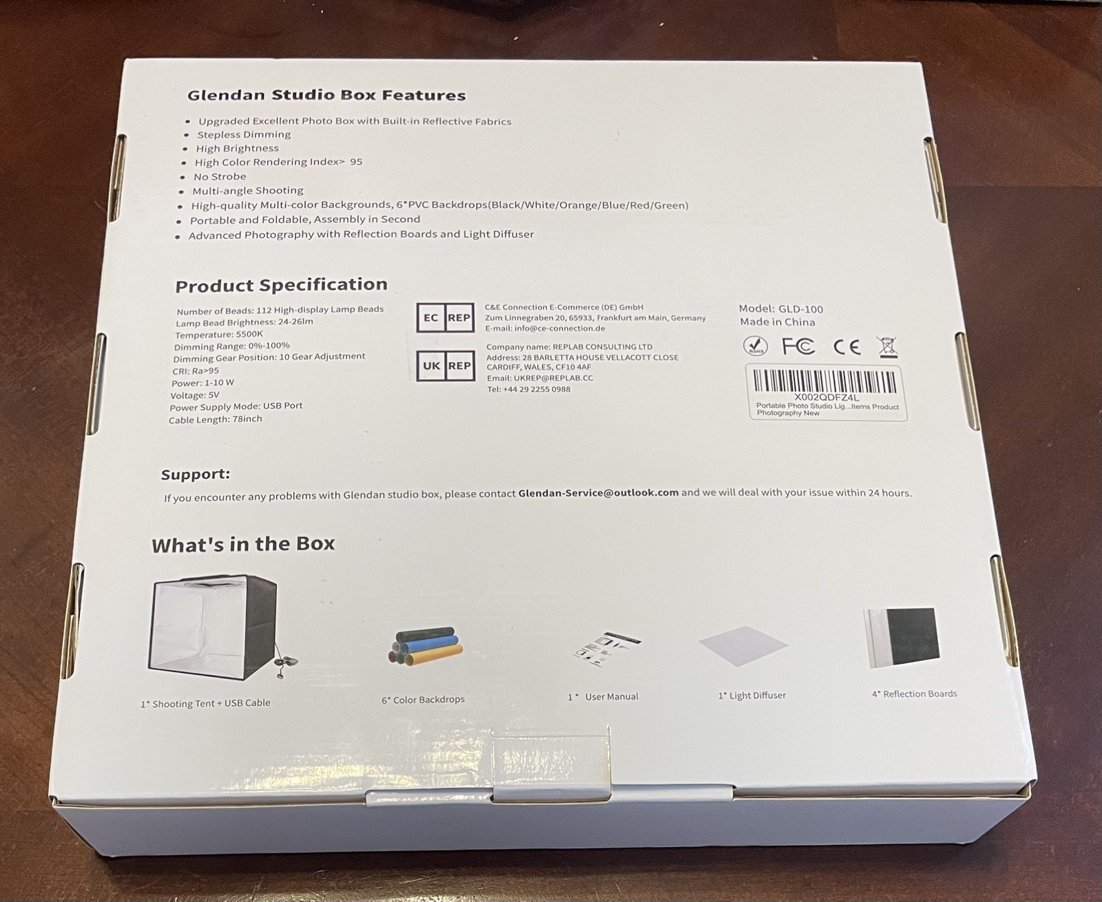 Glendan Portable Photo Studio Light Box,12"x12",Tent Kit, 6 backgrounds dimmable