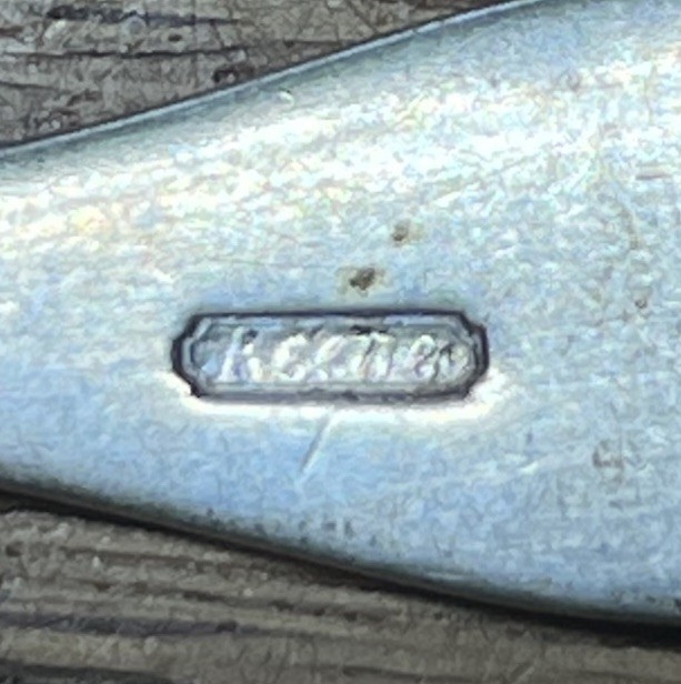 American Coin Silver Teaspoon George Richards Keene NH 1856-1860 Monogram