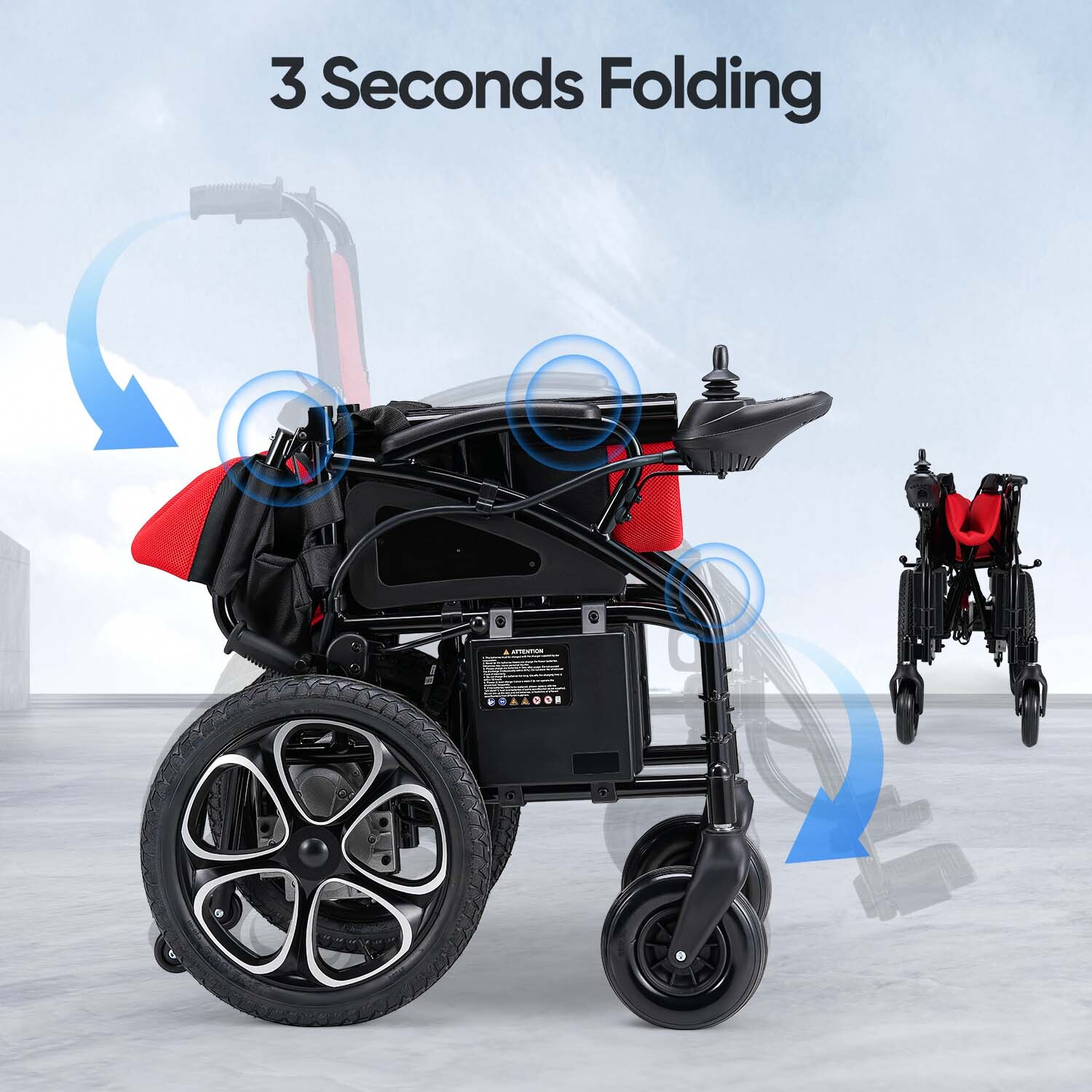 All Terrain Electric Wheelchair Heavy Duty 500W Foldable Electric Wheelchairs