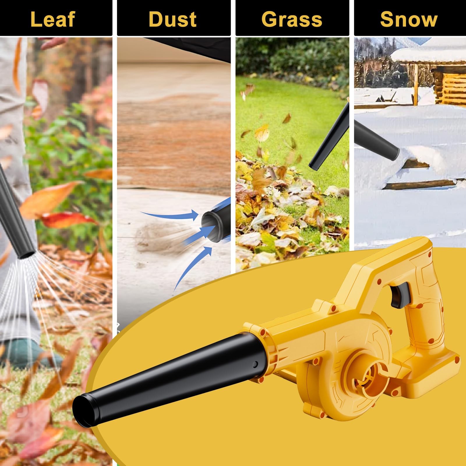 Cordless Leaf Blower for Dewalt 20V Max Battery(No Battery), Electric Yellow