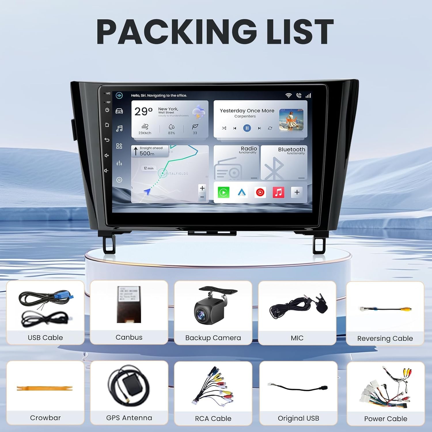 10.1" For 2014-2017 Nissan Rogue Carplay Radio Stereo 4+64G Android13 Cam 5GWiFi