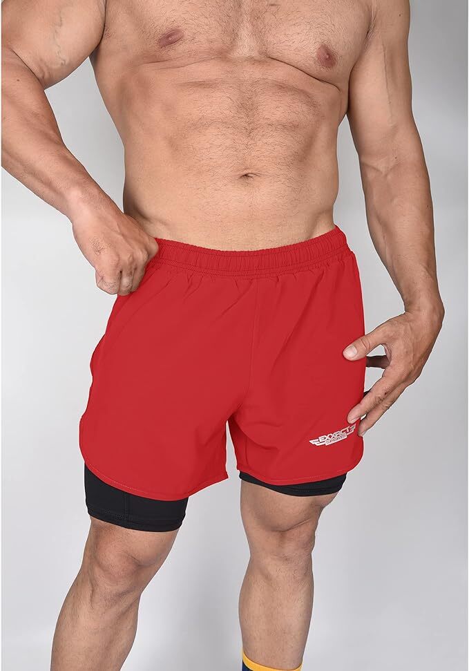 Exxact Sports 2 in 1 Shorts Men - Athletic Shorts with Compression Liner Men