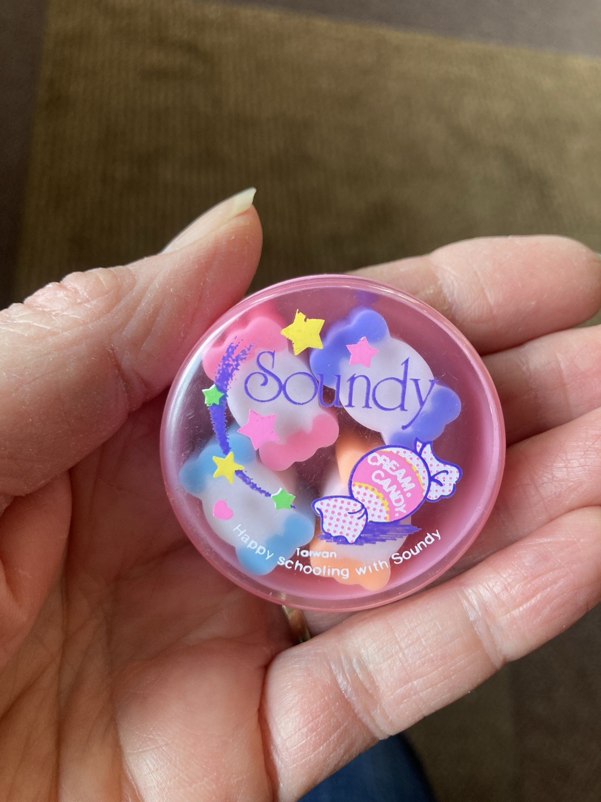 Vintage Soundy Cream Candy Erasers Made in Taiwan Happy Schooling with Soundy