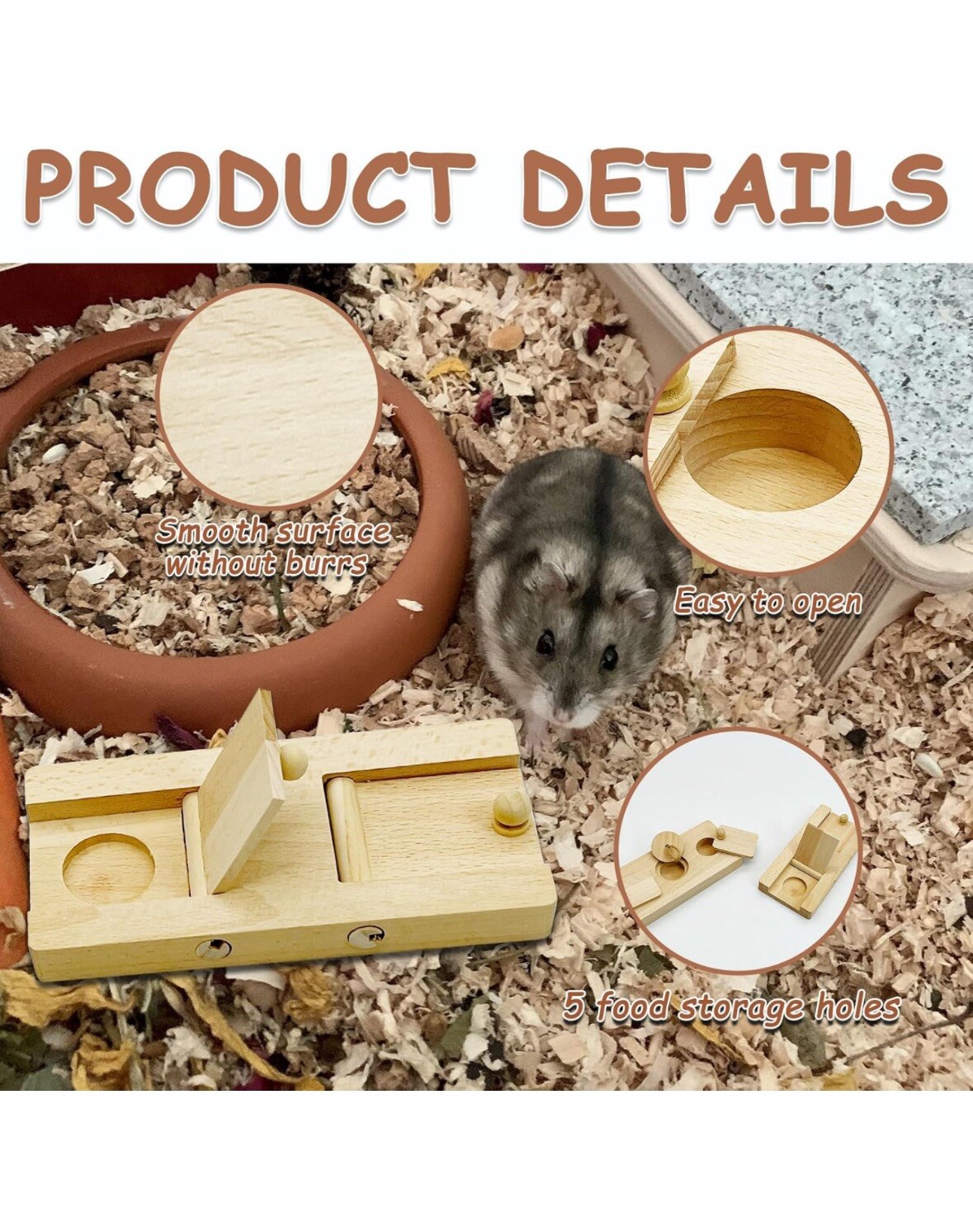 Wooden Enrichment Foraging Toy Set Guinea Pig Foraging Toy Wooden for Gerbil