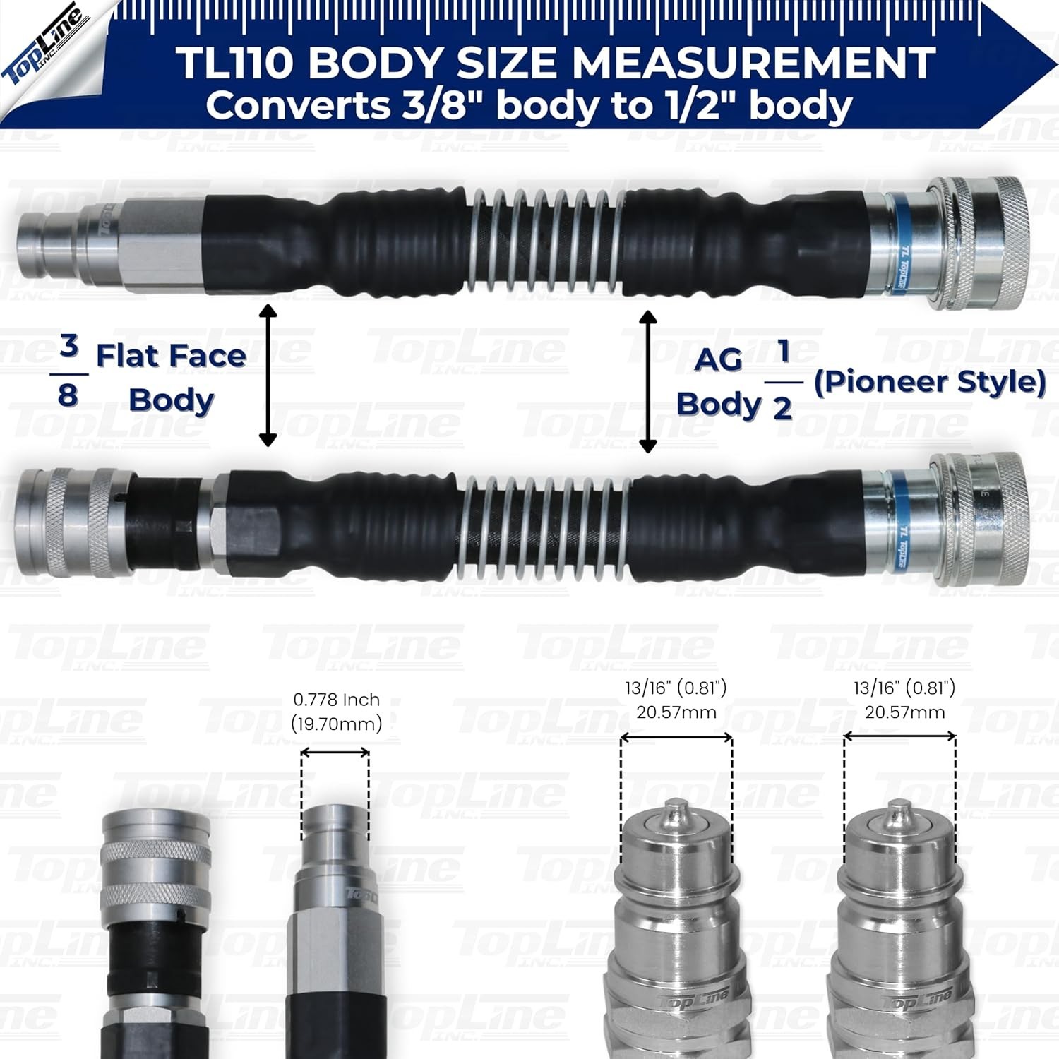 Adapter Set Flat Face to AG Coupler 3/8 ISO 16028 to 1/2 ISO 5675 TL110