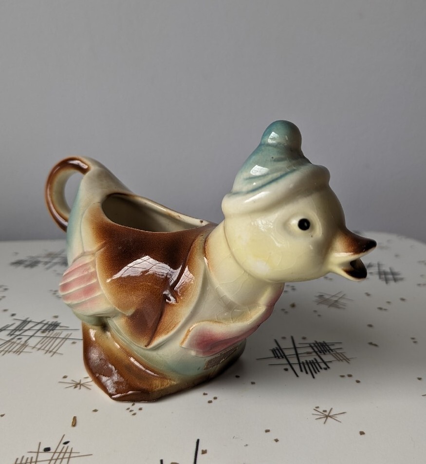 Spaulding China Duck Creamer Vintage Duck Wearing Blue Hat