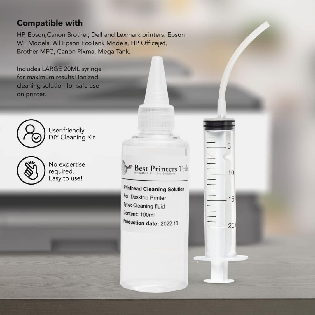 Printhead Cleaning Kit HP, Epson,Canon, Brother & Lexmark 100ml High Efficiency