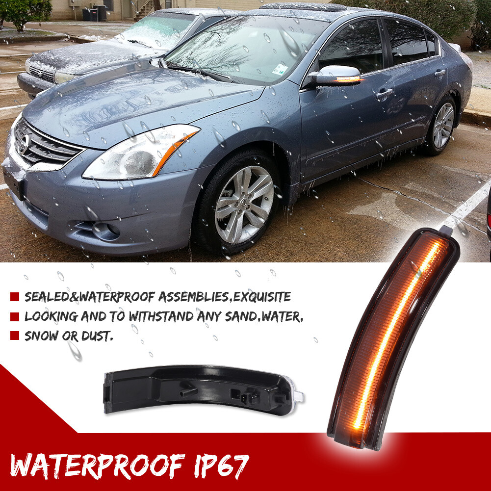 Smoke Sequential Amber LED Side Mirror Signal Lights For 2009-2014 Nissan Maxima