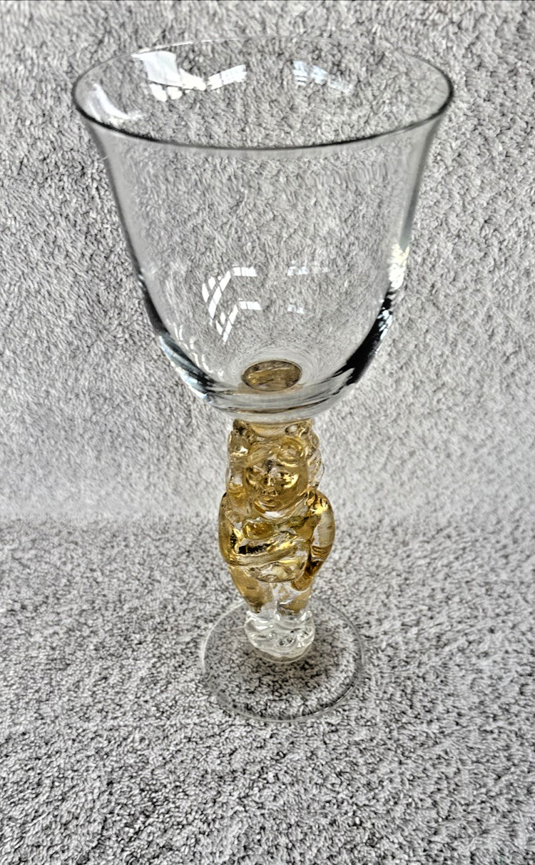 Gold Buddha Stem Glass Worshiping Goblet / Offering Goblet