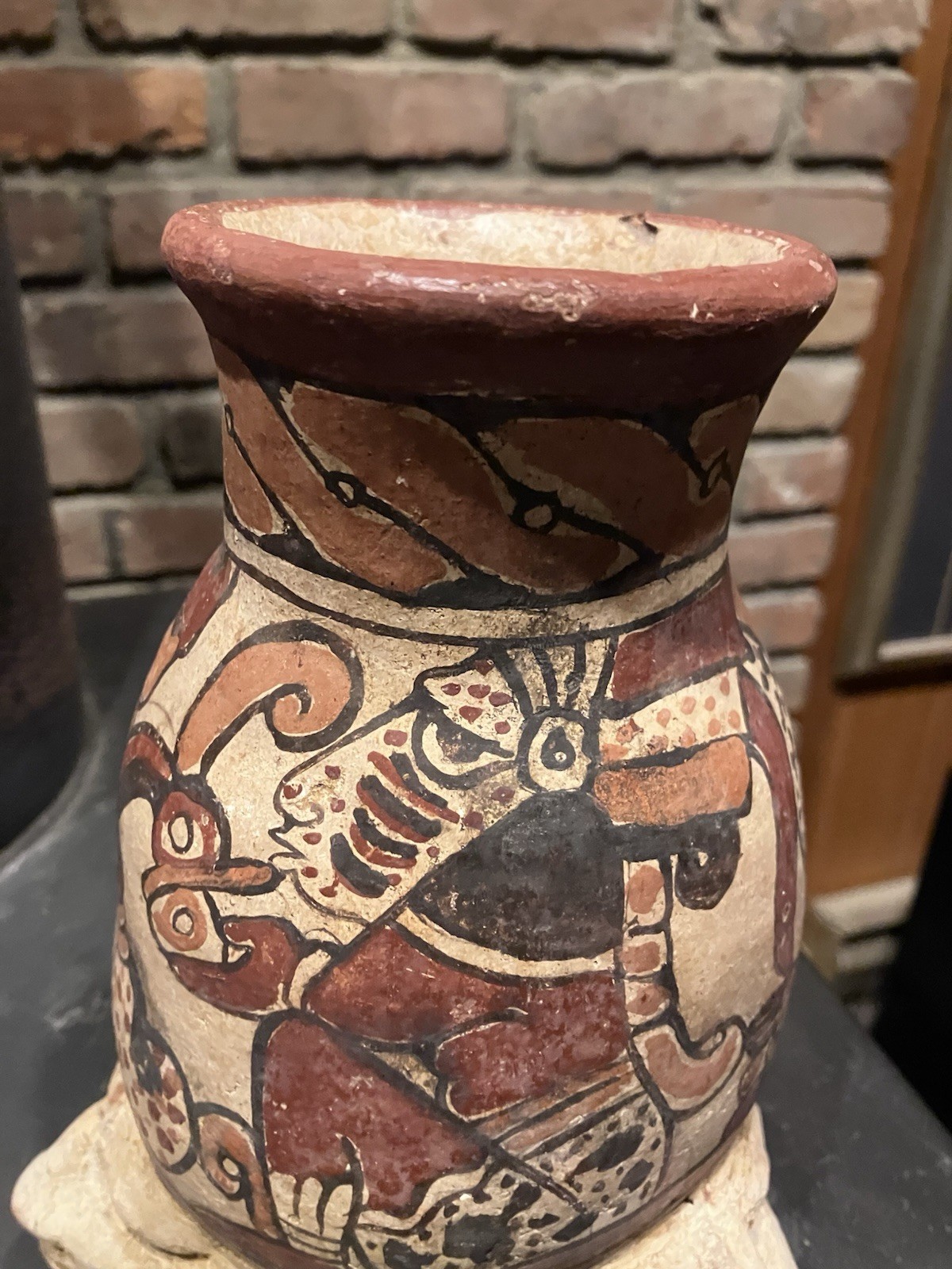 Ancient Pre Columbian Mayan Tripod Pottery Vessel 3 Faced