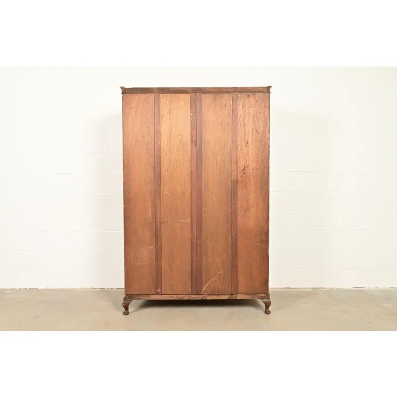 Antique Art Deco Burl Wood Armoire Dresser or Gentleman's Chest, Circa 1930s