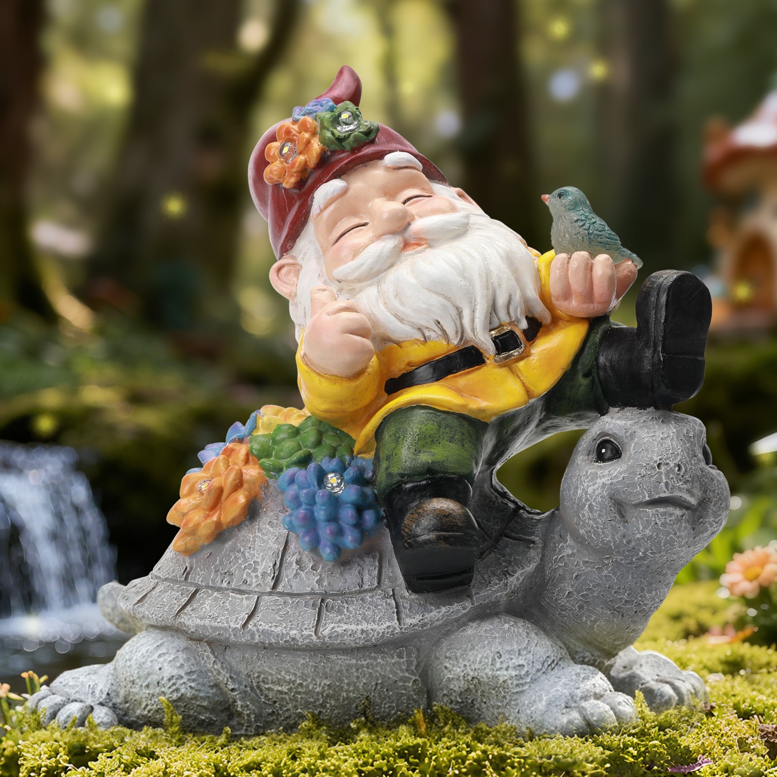 Solar-Powered Garden Gnomes: Turtle & Flower Statues for Outdoor Decor 🌞🏡✨