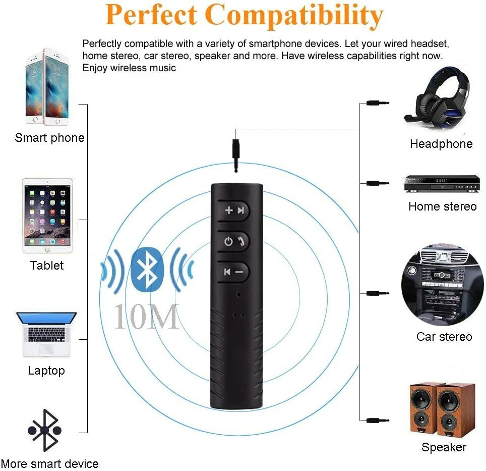 Wireless 3.5mm Car Bluetooth Mini Receptor Receiver Audio Speaker Adapter AUX