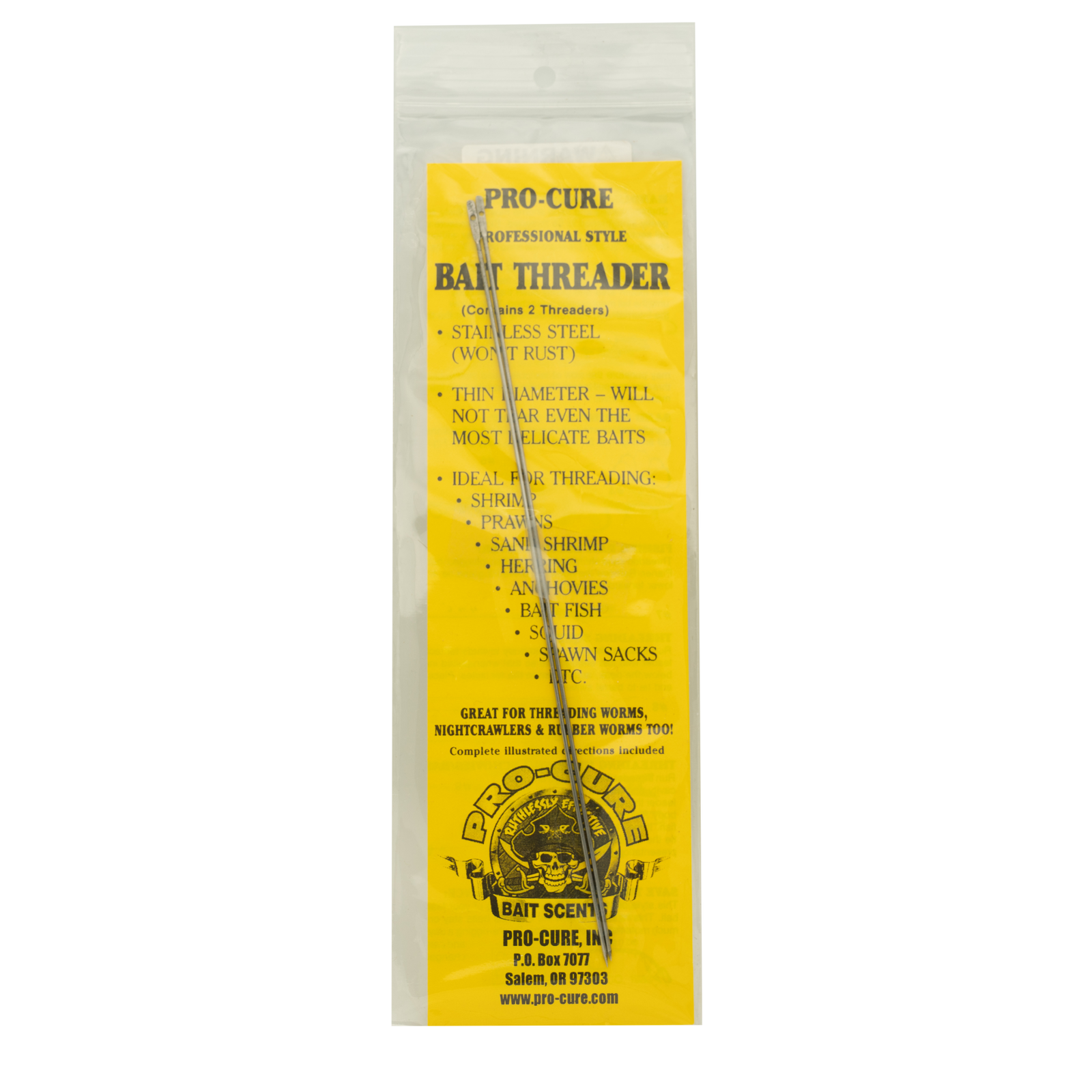 Pro-Cure Bait Threader 2 pack Stainless Steel Shrimp, Worm, Baitfish Threader