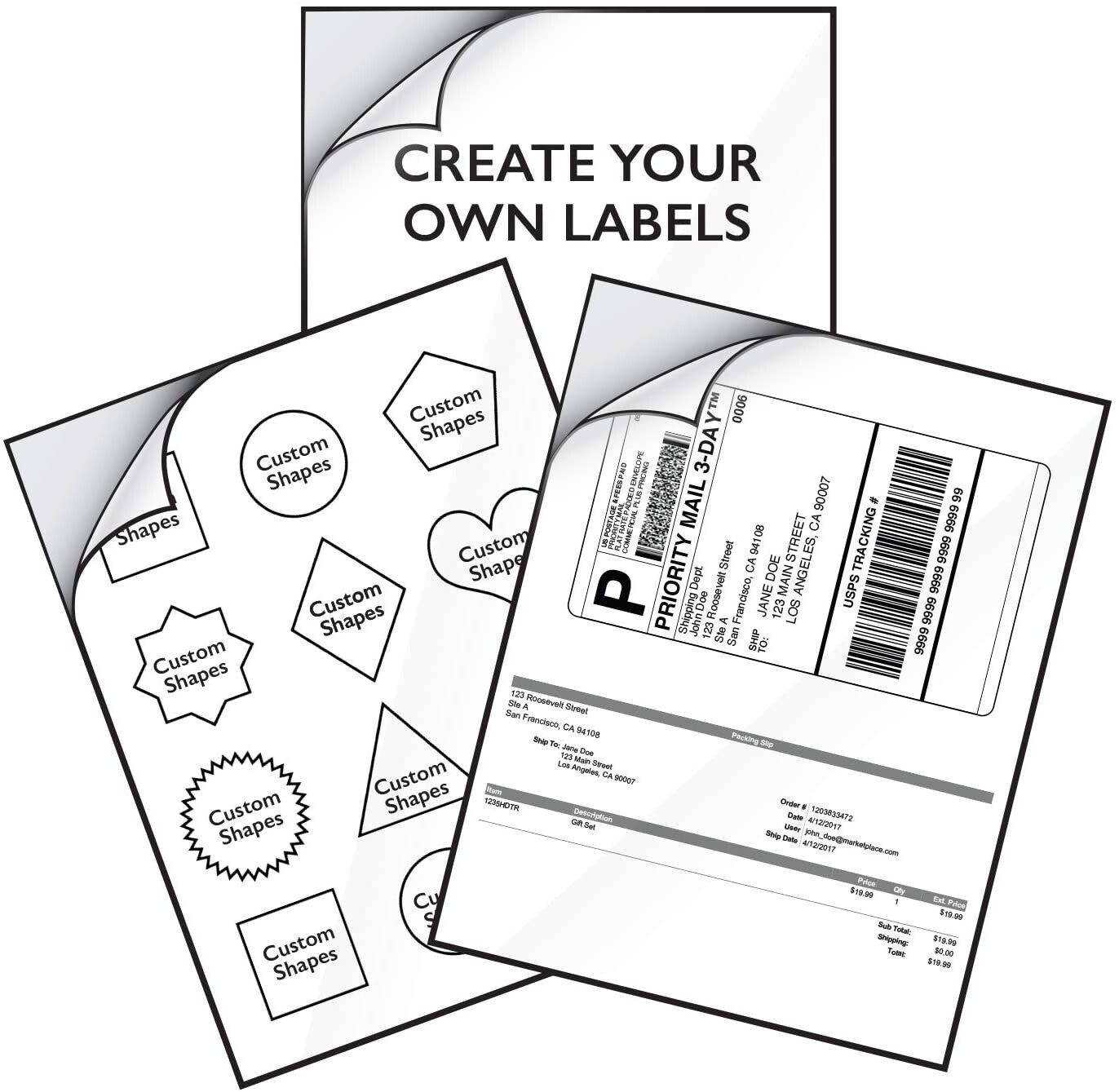 Koala Sticker Paper for Inkjet + Laser Printers 100 Full Sheets Shipping Label