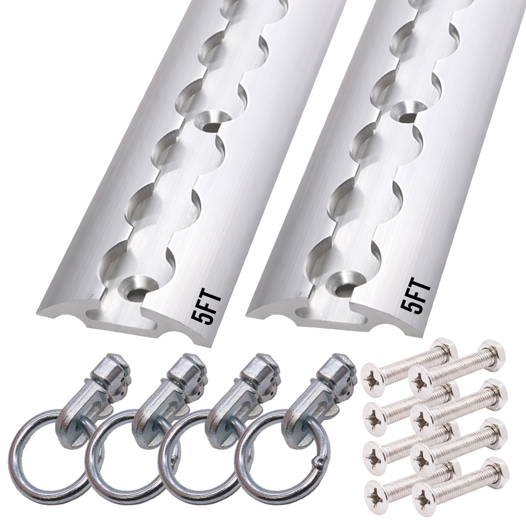 BXR 5' L Track Tie Down Complete Kit - 2 Tracks - Fittings - Installation Screws