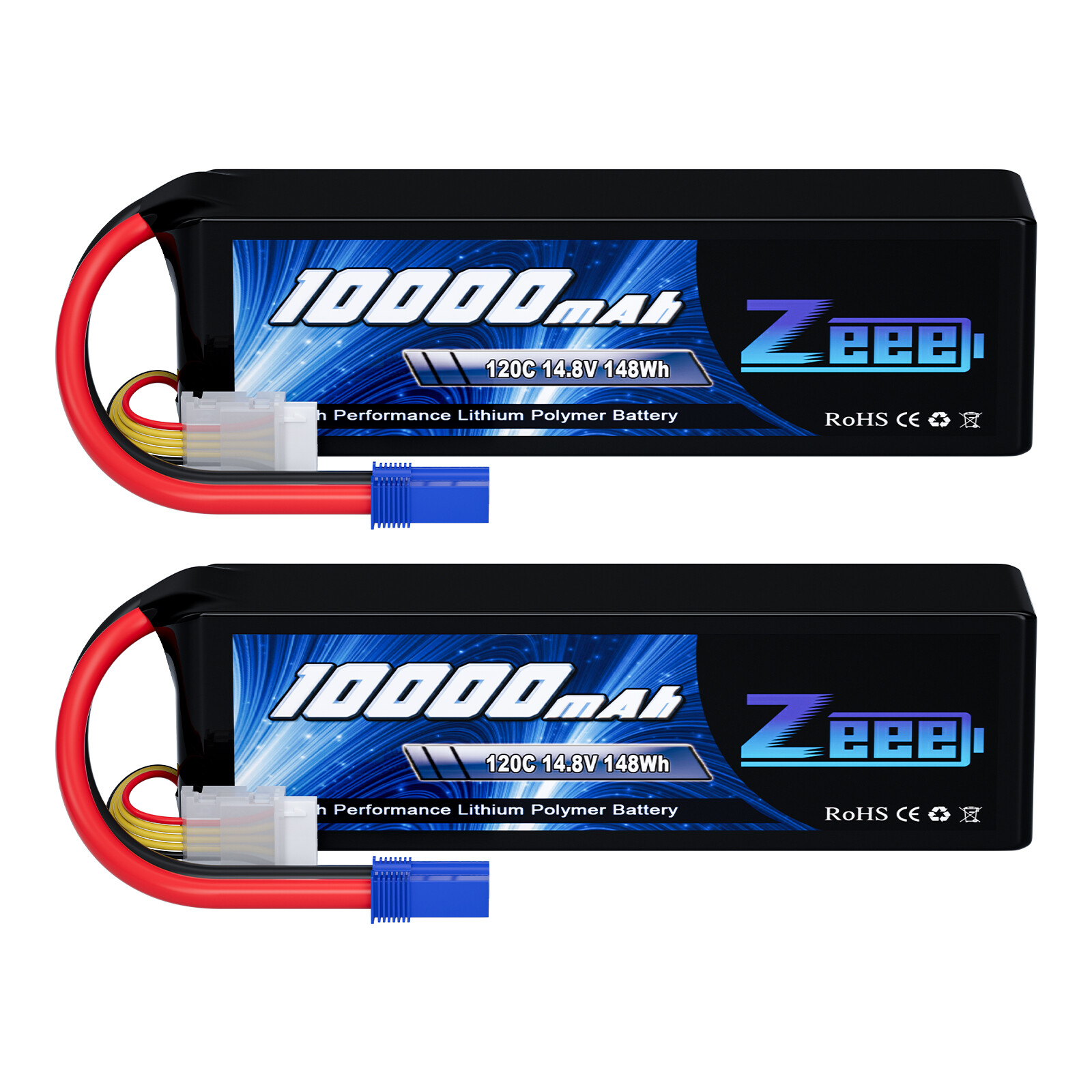 2x Zeee 4S Lipo Battery 10000mAh 14.8V 120C SoftCase EC5 for RC Car Truck Tank