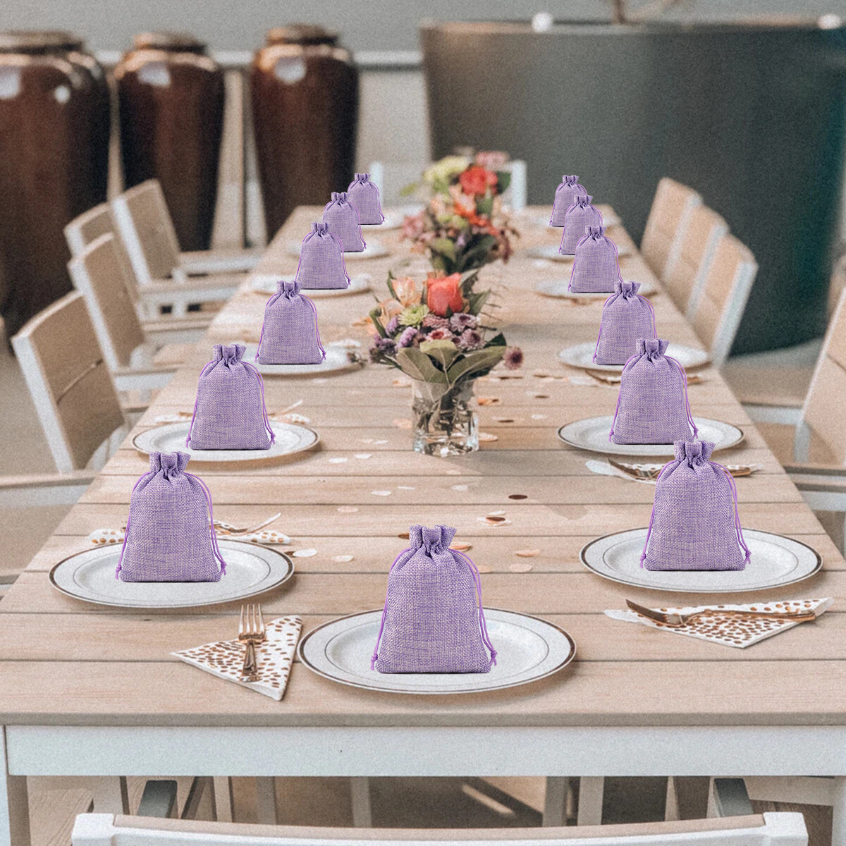 100 200 Wedding Favor Bags Hessian Burlap Jute Gift Bag Jewelry Drawstring Pouch