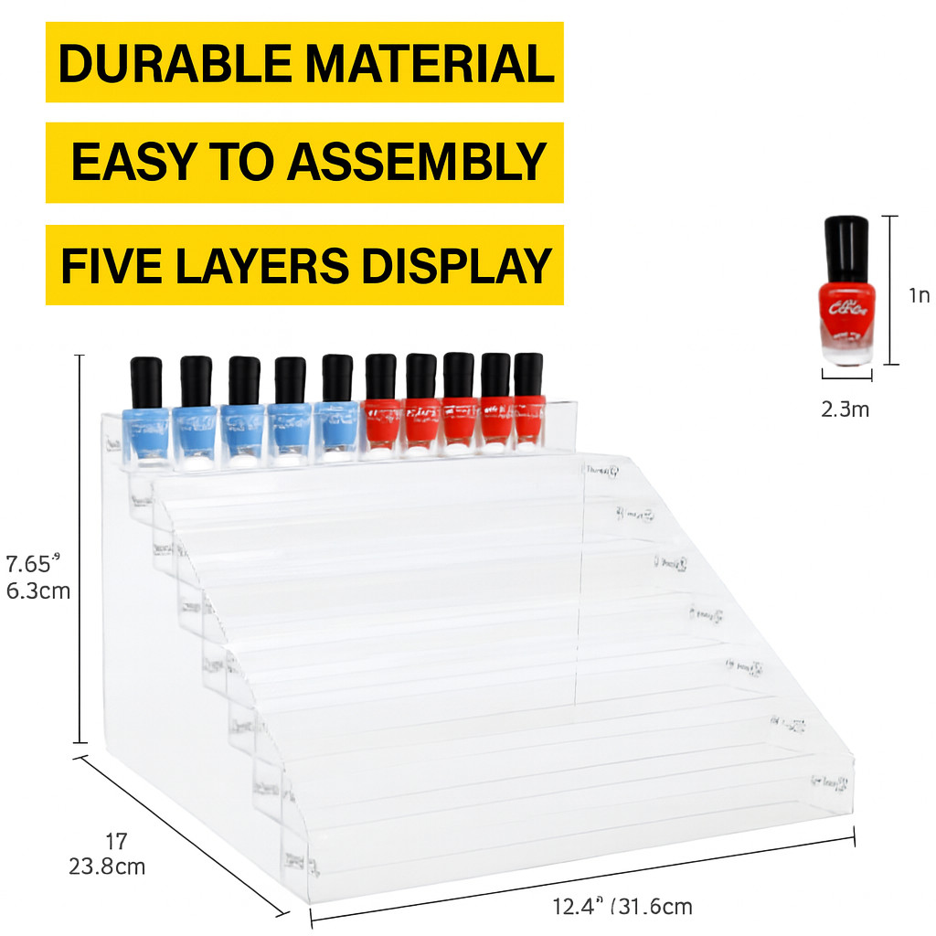 Clear Acrylic 7-Tier Display Stand Beauty Cosmetic Organizer Retail Shelf
