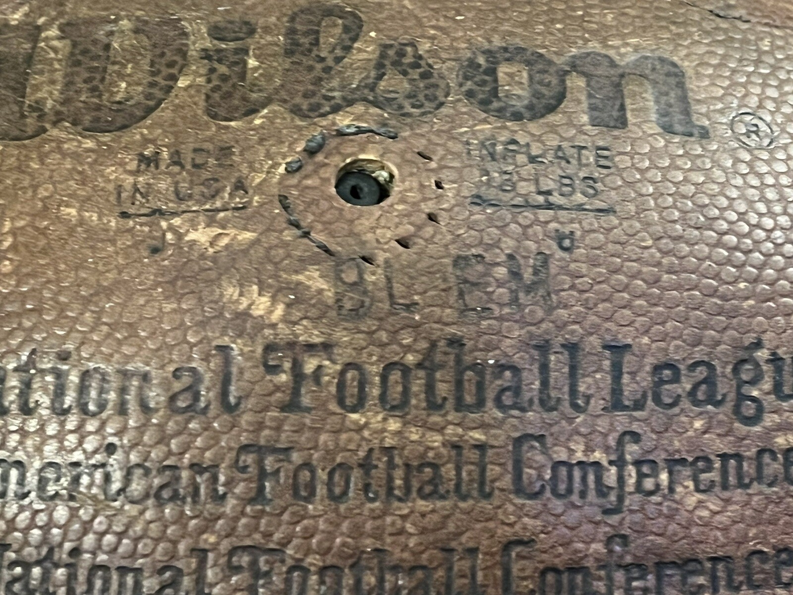 RARE 1970s Pete Rozelle NFL Football Wilson Leather - Marked “Blem” Must See