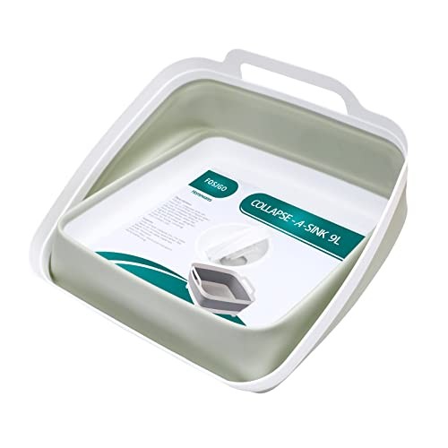2.4 Gal(9L) Collapsible Dish Basin with Drain Plug,Space Saving Multiuse Gray