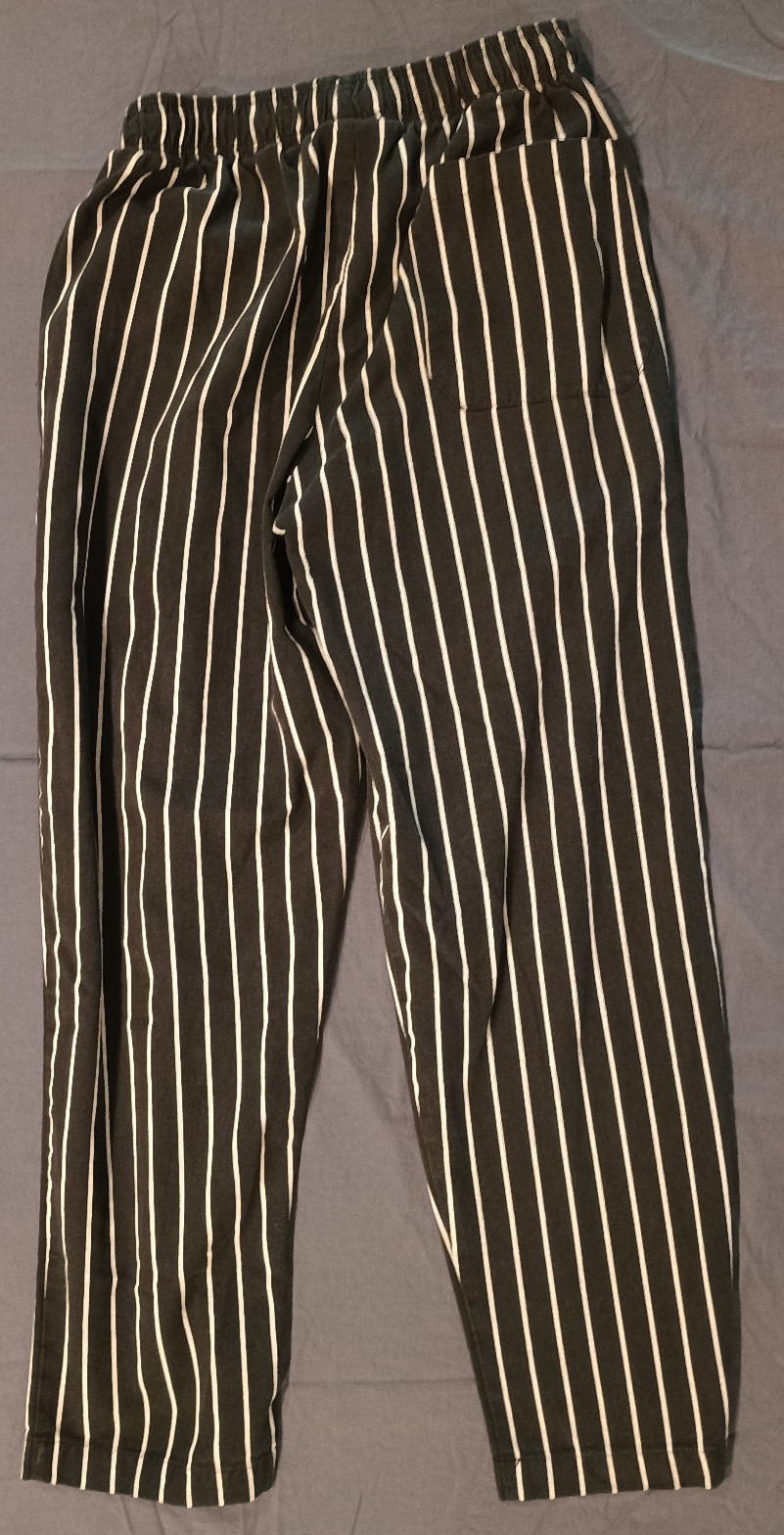 Chef Works Men's Designer Baggy Chef Pants - Black Chalk Stripe - Size M