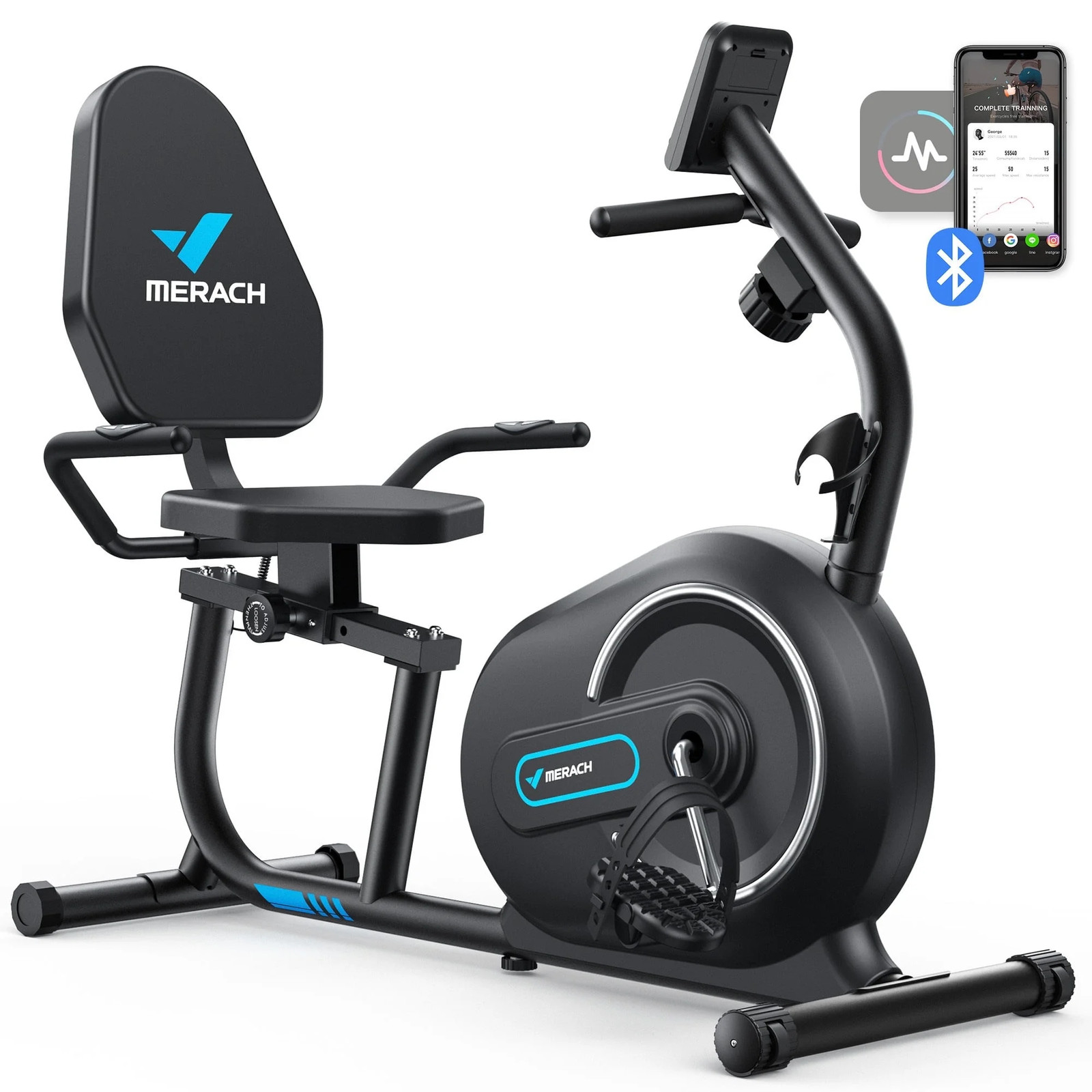MERACH S08 Recumbent Exercise Bike Workout Machine Full Body Fitness Bluetooth