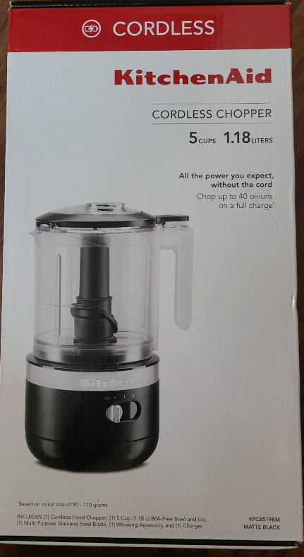 New KitchenAid 5-Cup Mini Food Chopper Cordless KFCB519BM, Matte Black