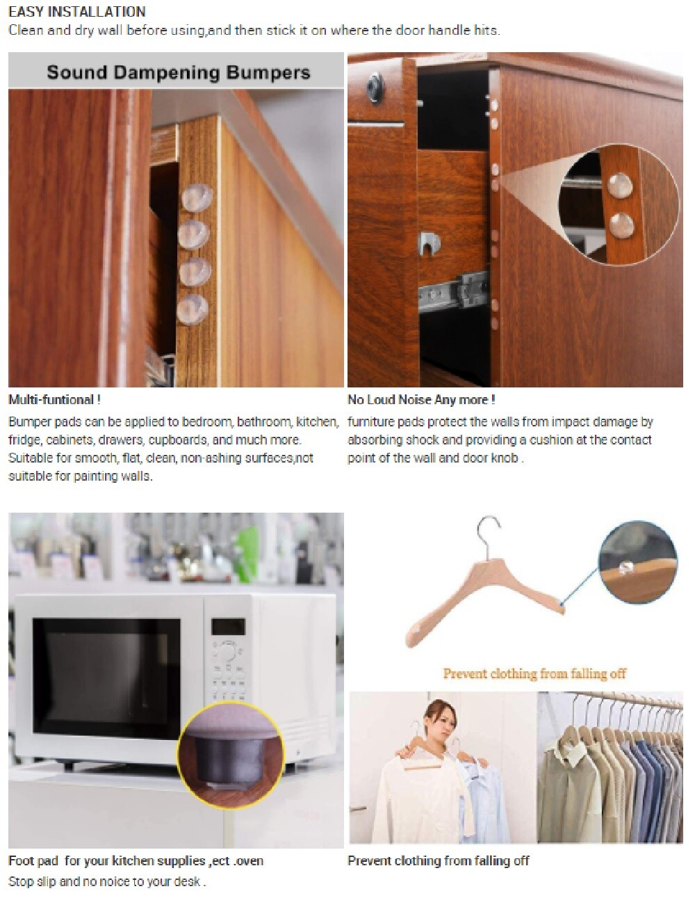 100 Pcs Silicone Rubber Cabinet Door Pad Bumper Stop Damper Furniture Stopper US