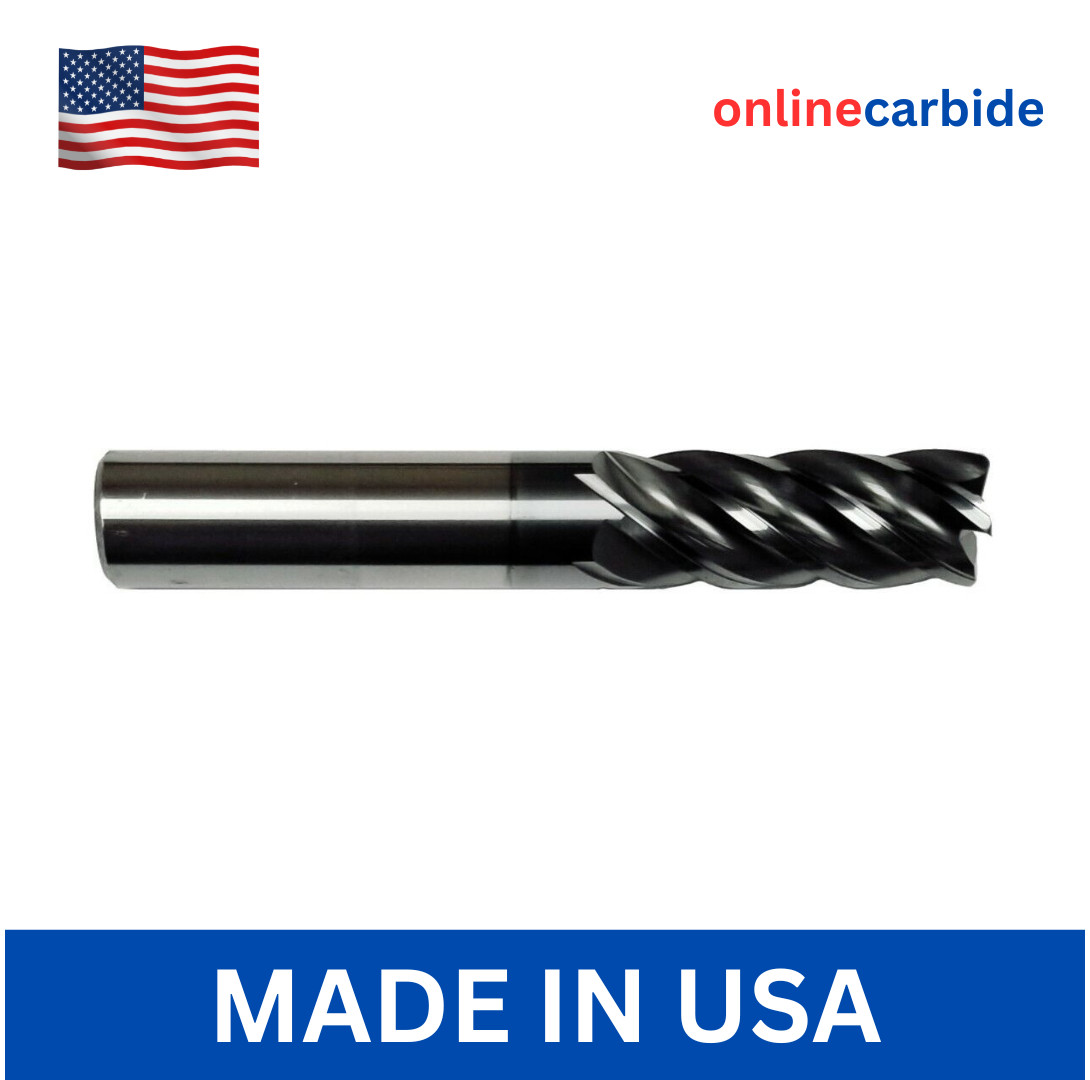 3/4" 5 Flute Carbide End Mill High Performance .040 Corner Radius AlCrN USA