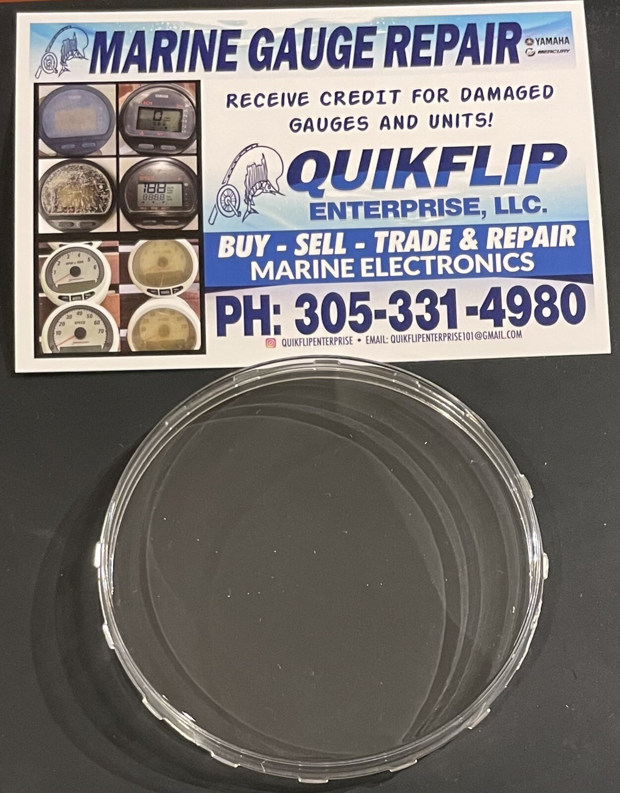 NEW DIY LENS SEA RAY GAUGE LENS 5" 4 IN 1 PART#1768244 LENS ONLY DO IT YOURSELF