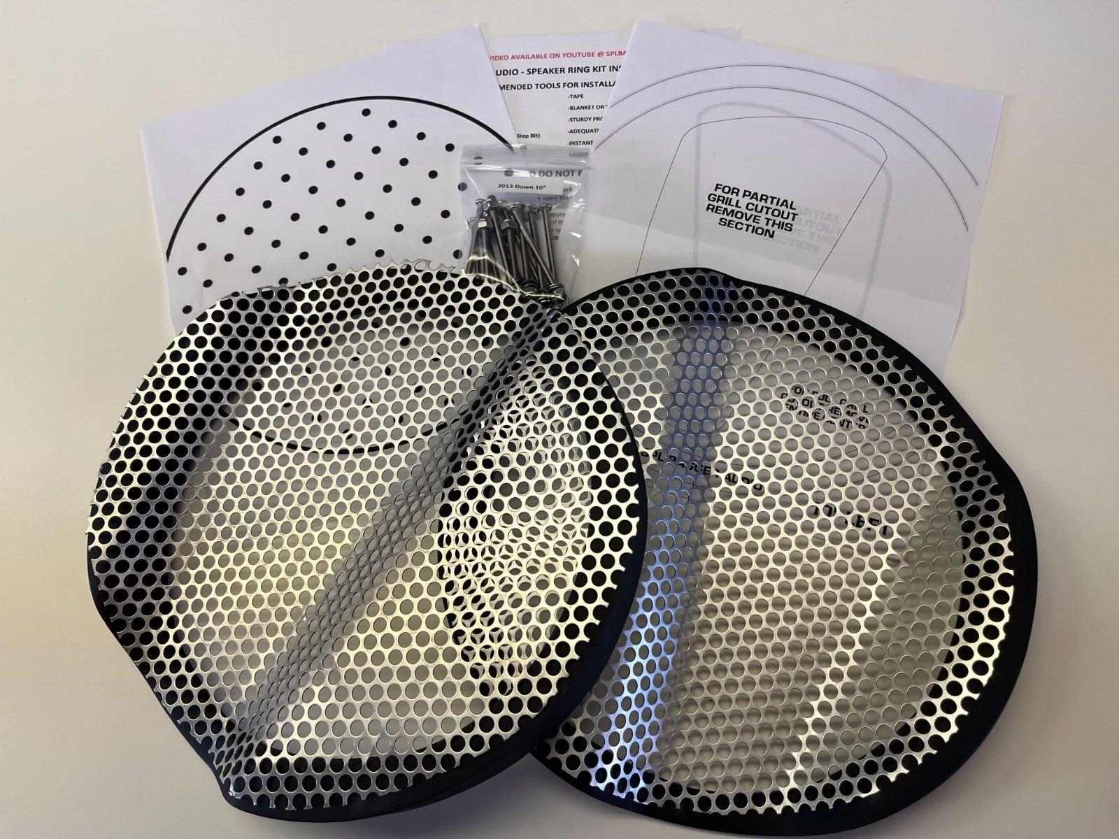 10" Harley Saddlebag Speaker Mounting Ring Adapters w/GRILLS 2014-2023