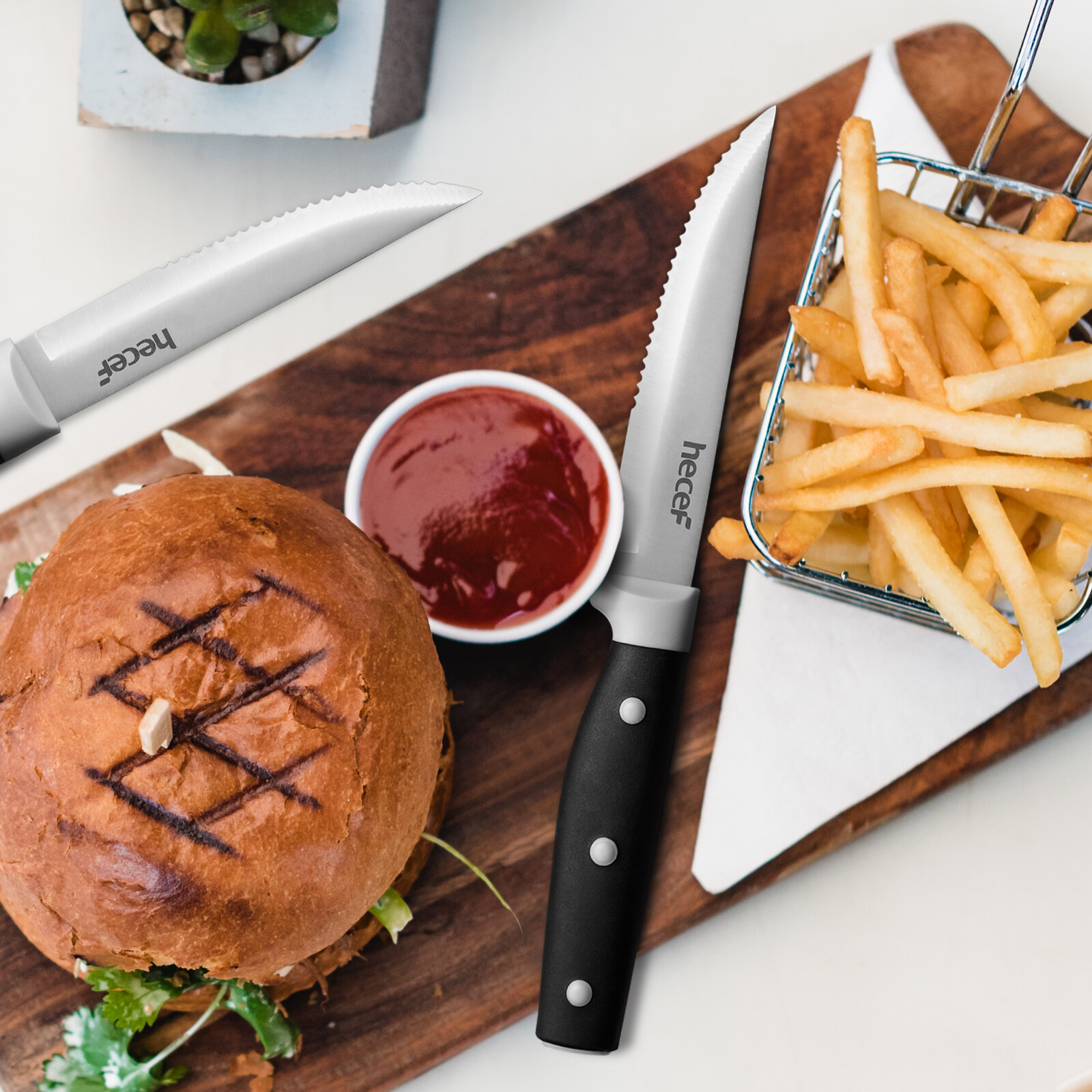 14 PCS Kitchen Knife Block Set High Carbon Stainless Steel Cutlery w/ Sharpener