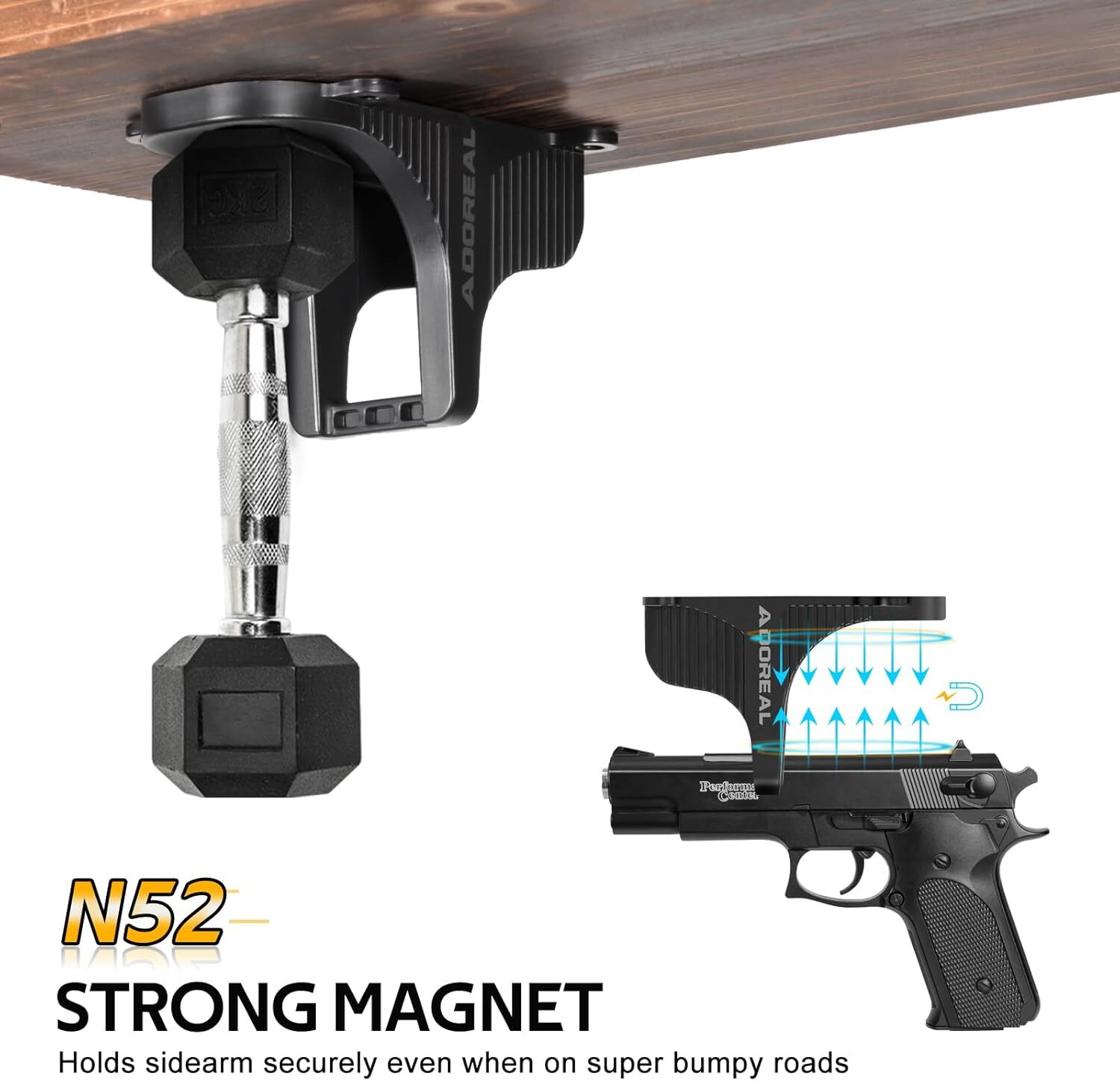 Magnetic Gun Mount, Side Magazine Magnetic Suction Concealed Gun Magnet Desk