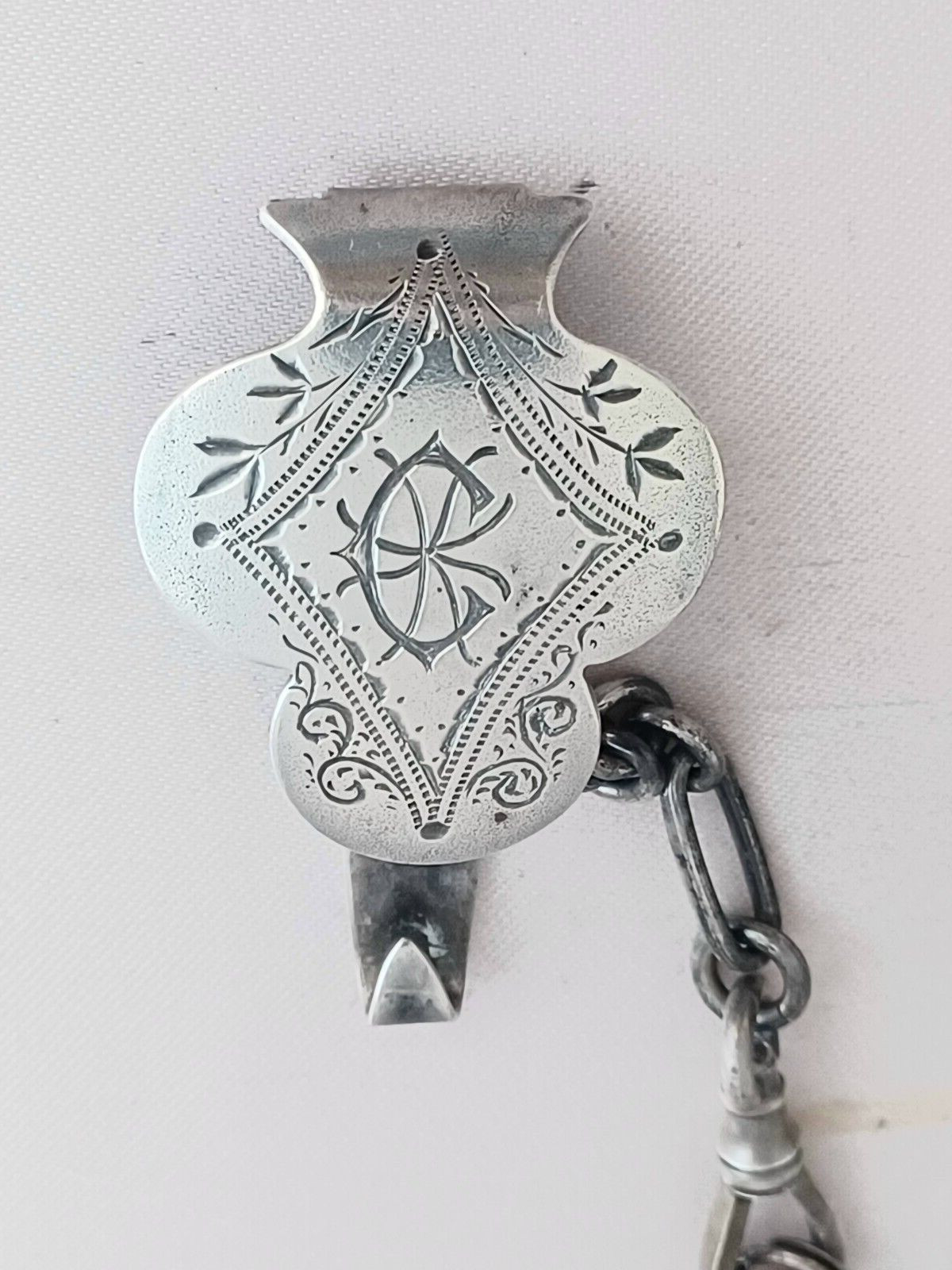 Great 1873 Hanging Sterling Chatelain w/ Scent Bottle