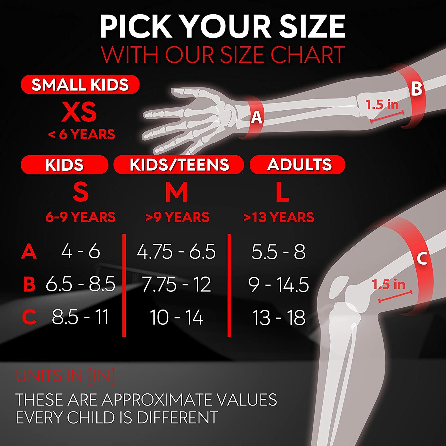 SKATEWIZ Skateboard Pads Knee & Elbow Pads & Wrist Guards for Roller Skating L