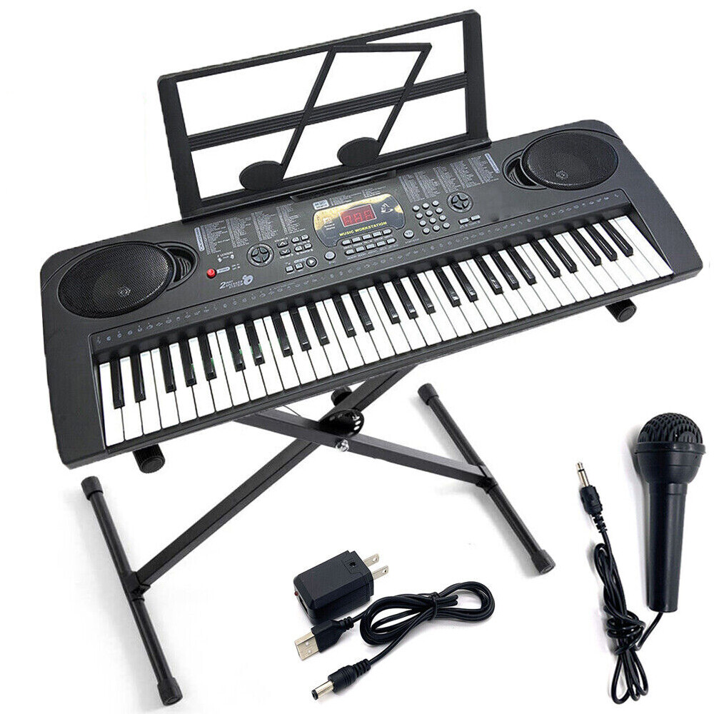 Electric Digital Piano 61 Key 200 Tones Eectric Keyboard With Stand & Microphone