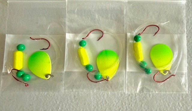 SUZIES SPINNERS-Walleye Crawler Harness 30 Pack 2 Hook Floater #3 Colorado Blade