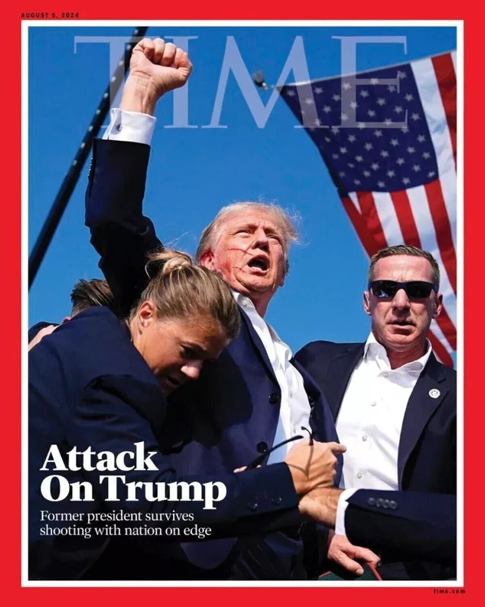 2024 ATTACK ON DONALD TRUMP SHOT BUTLER TIME MAGAZINE COVER PHOTO 8X10 REPRINT