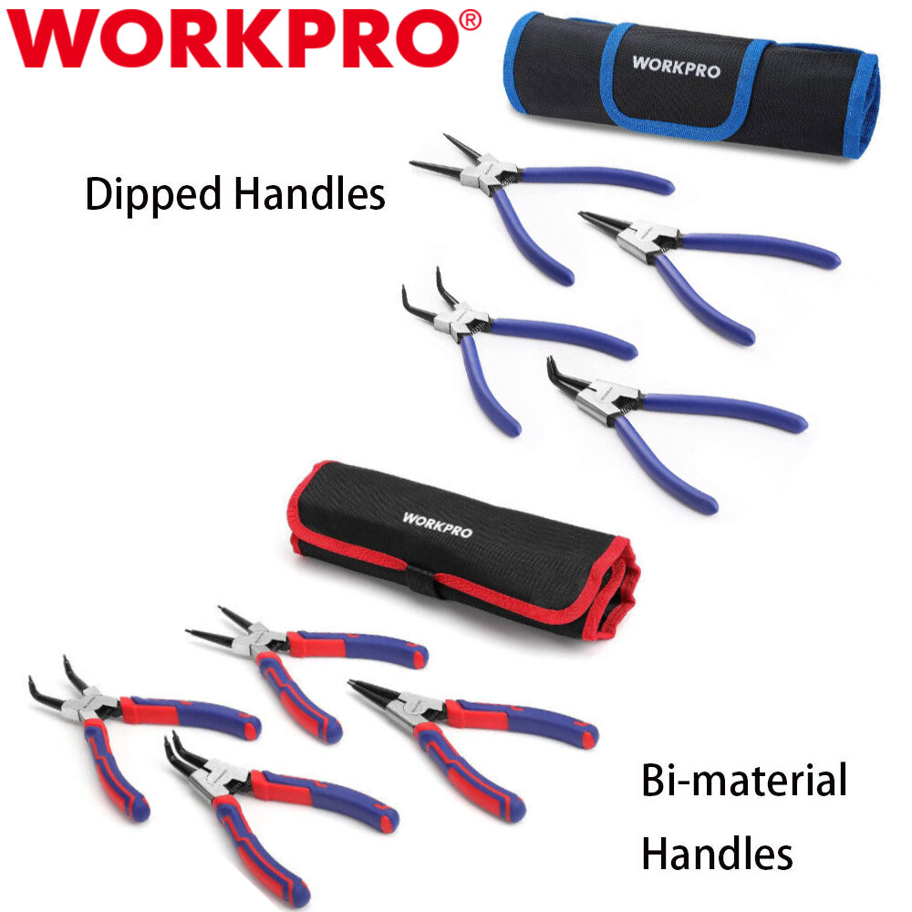 WORKPRO 4PCS Heavy Duty Snap Ring Pliers Set Included Cr-V Steel w/Storage Pouch