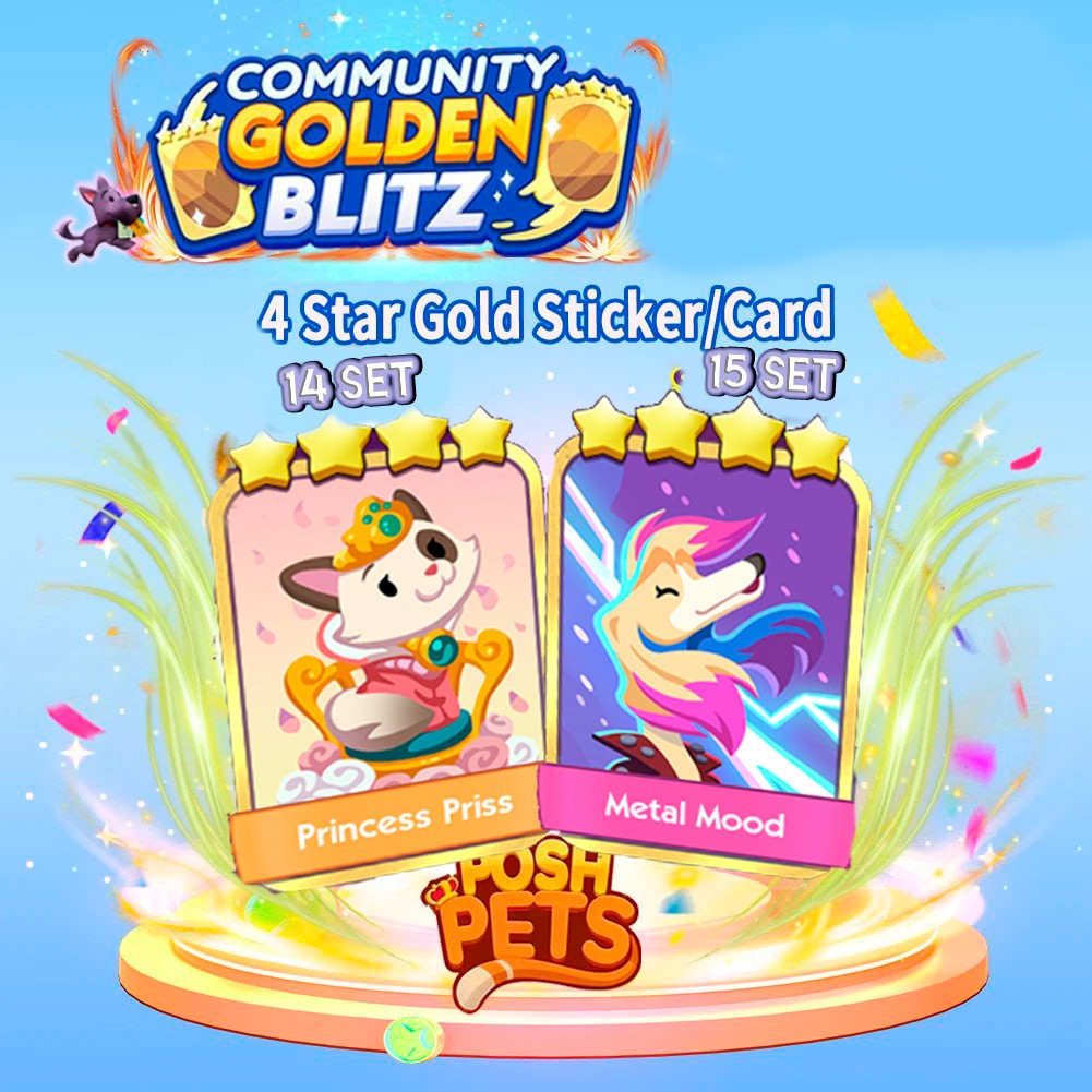 Monopoly GO Golden Blitz All Stickers (Princess Priss and Metal Mood) Partners