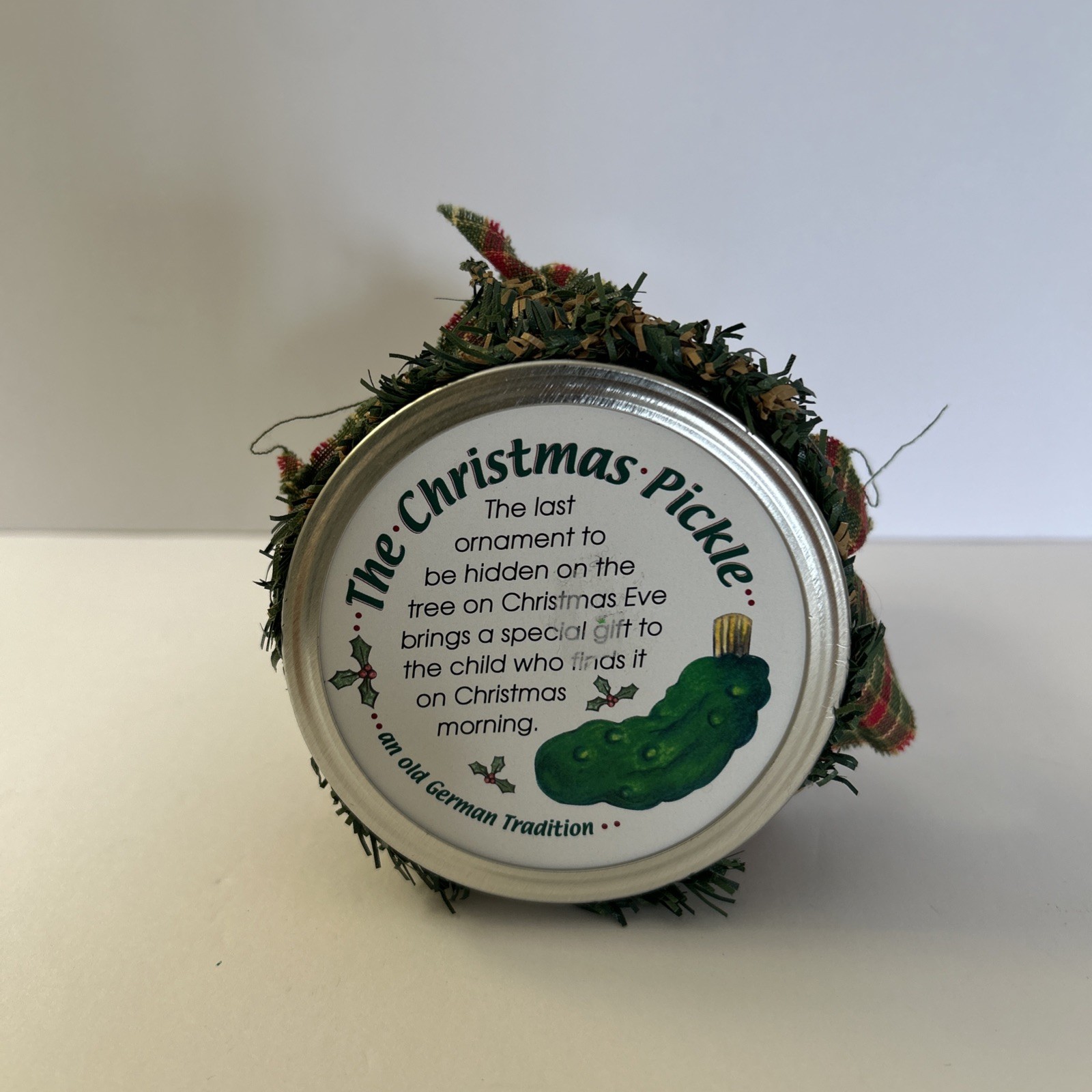 Vtg Byers Choice Caroler Pickle in Jar Adorable Gift! German Christmas Tradition