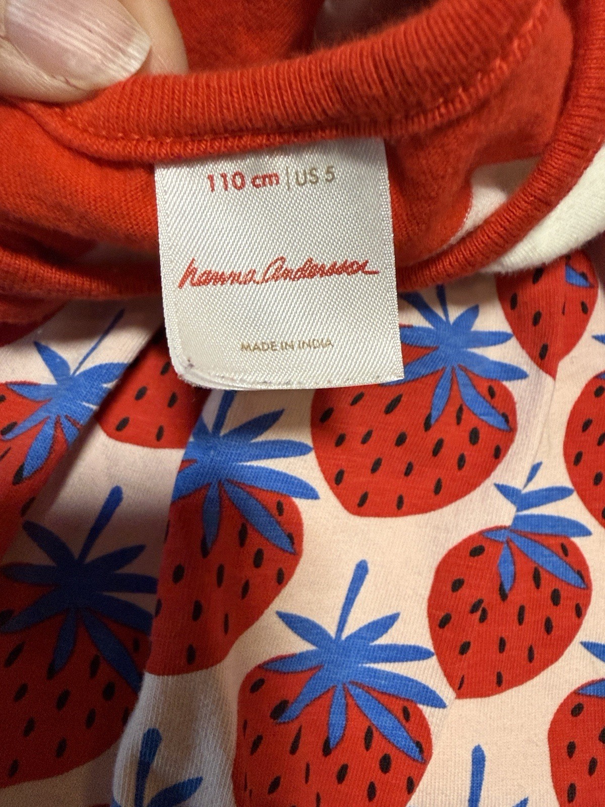 HANNA ANDERSSON T-Shirt Dress Sweet Strawberry Print Pockets 110 Girls 5