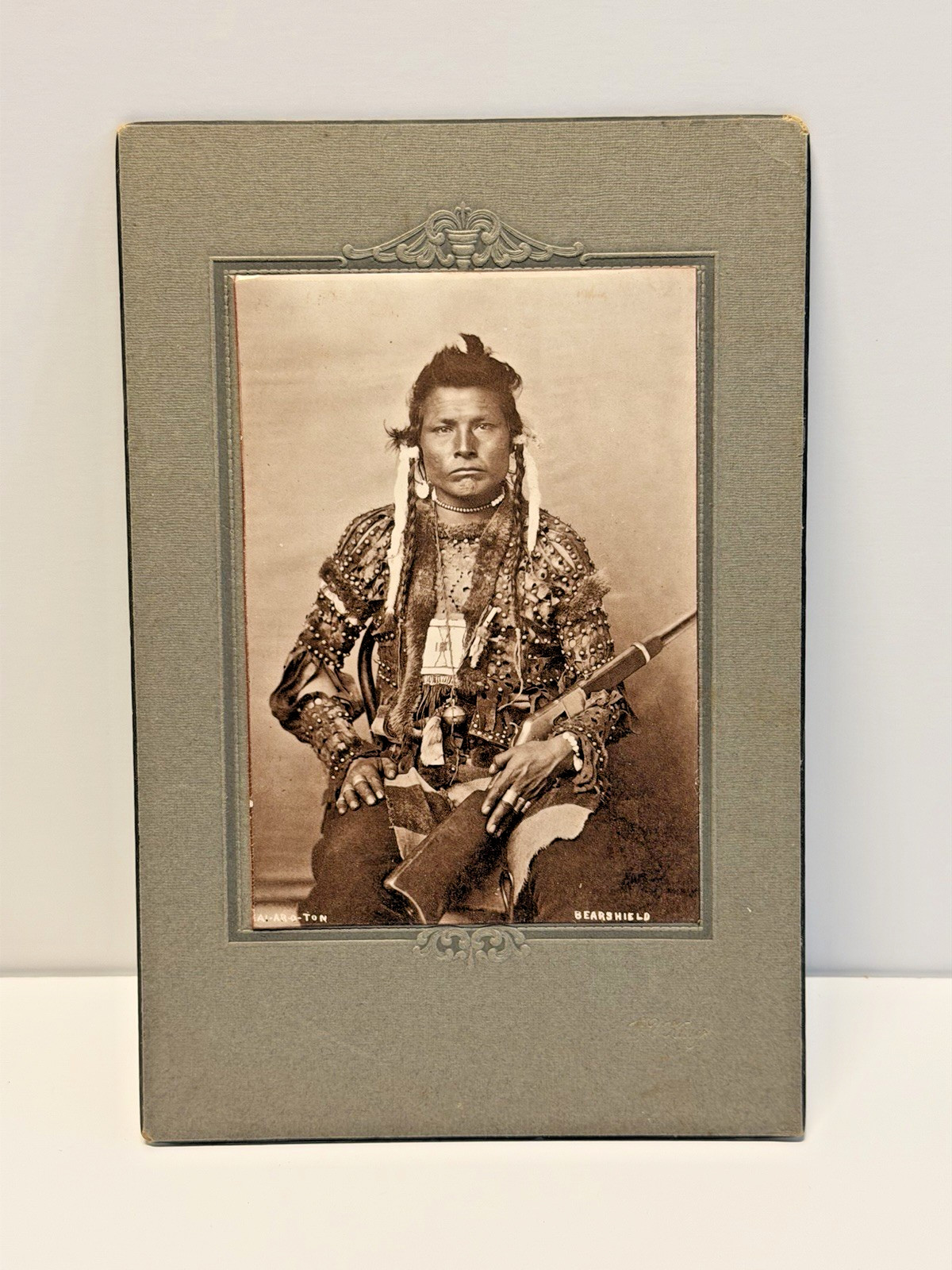 Antique Native American Indian Photograph of Bear Shield (A-Ara-Ton) Warrior