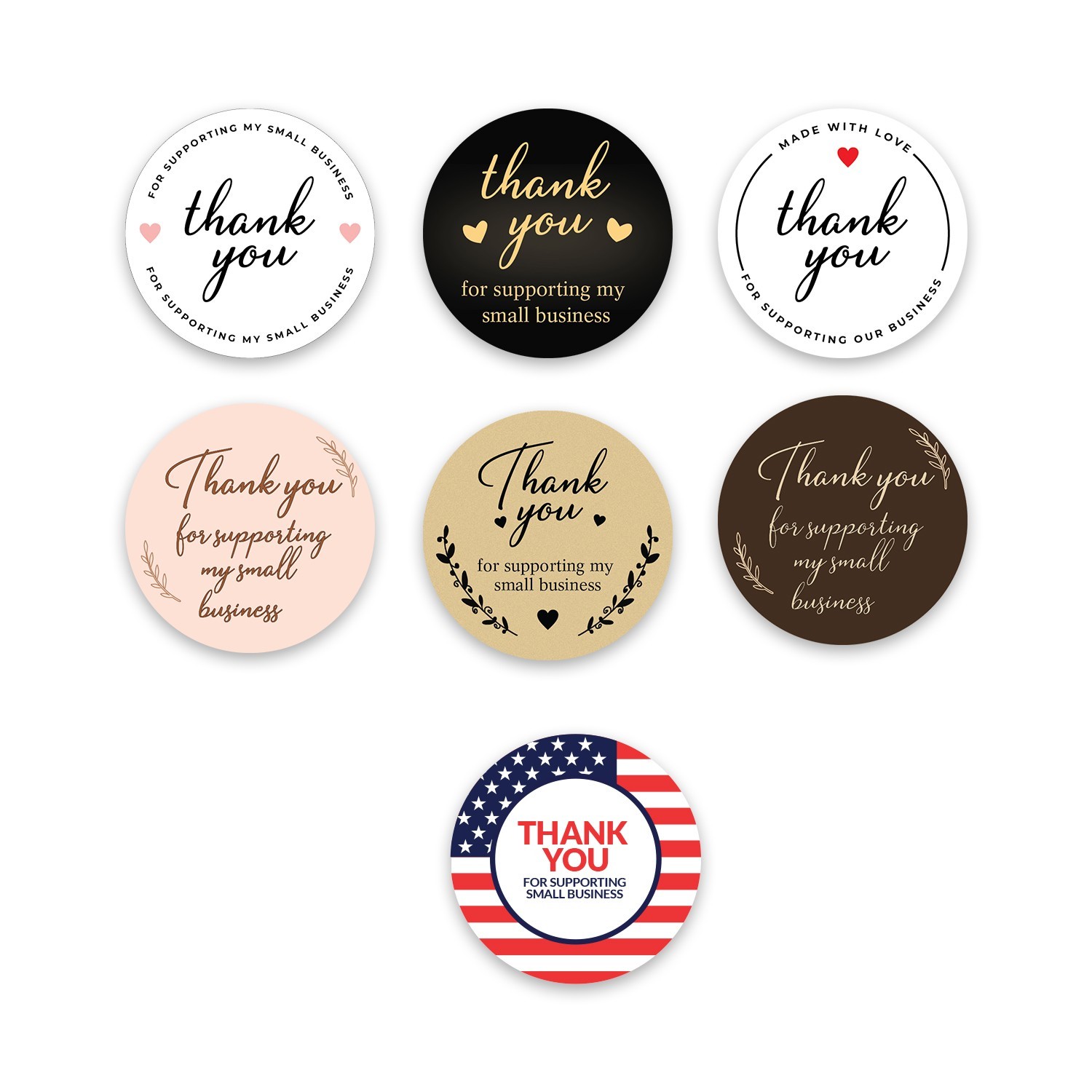 StickerJet Thank You for Supporting My Small Business Stickers 500 Pcs Roll 2x2"